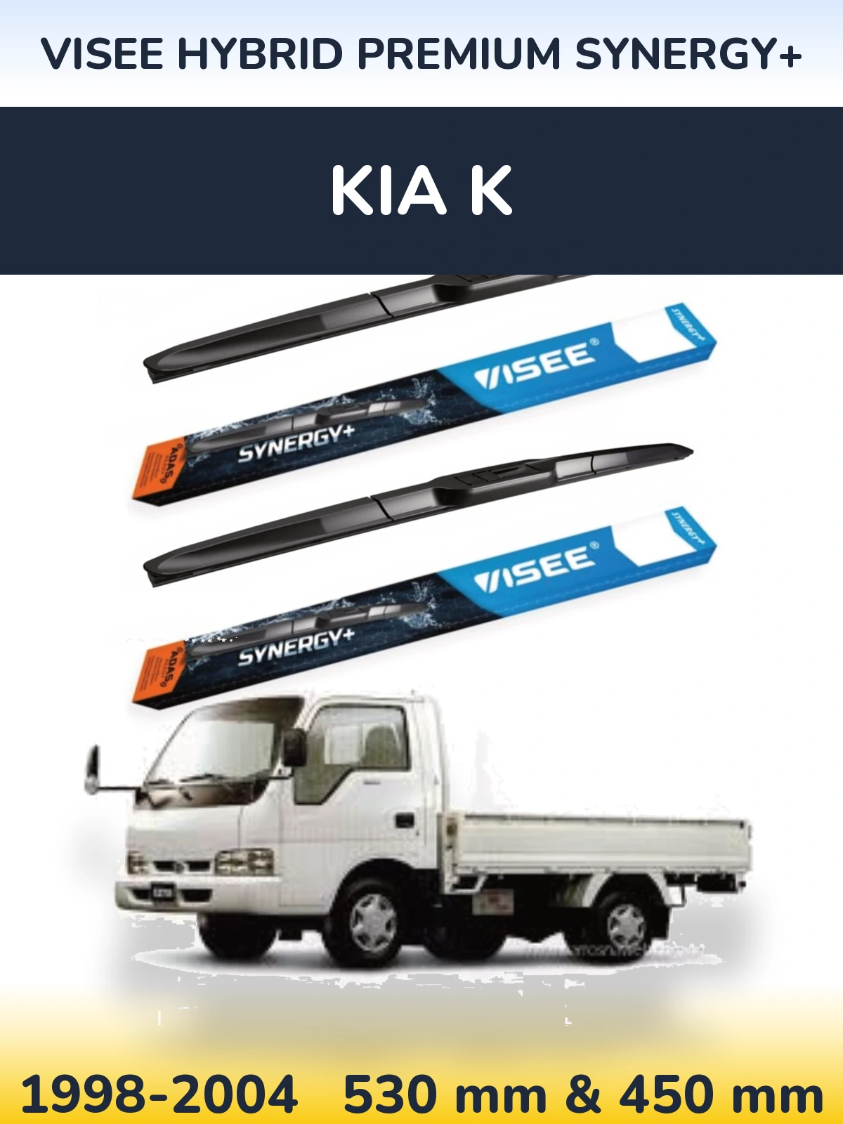 Sada předních stěračů VISEE HYBRID PREMIUM SYNERGY+ 530 a 450 mm pro KIA K 1998-2004