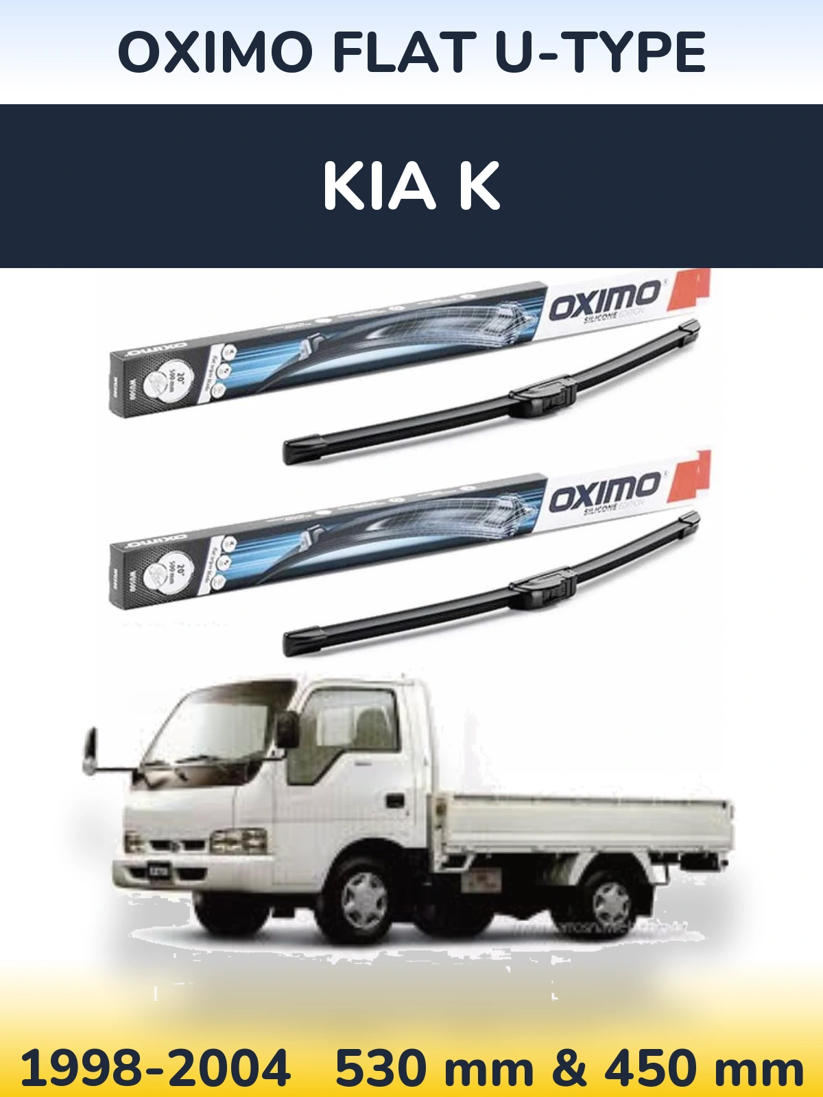 Sada předních stěračů Oximo Flat U-type 530 a 450 mm pro KIA K 1998-2004