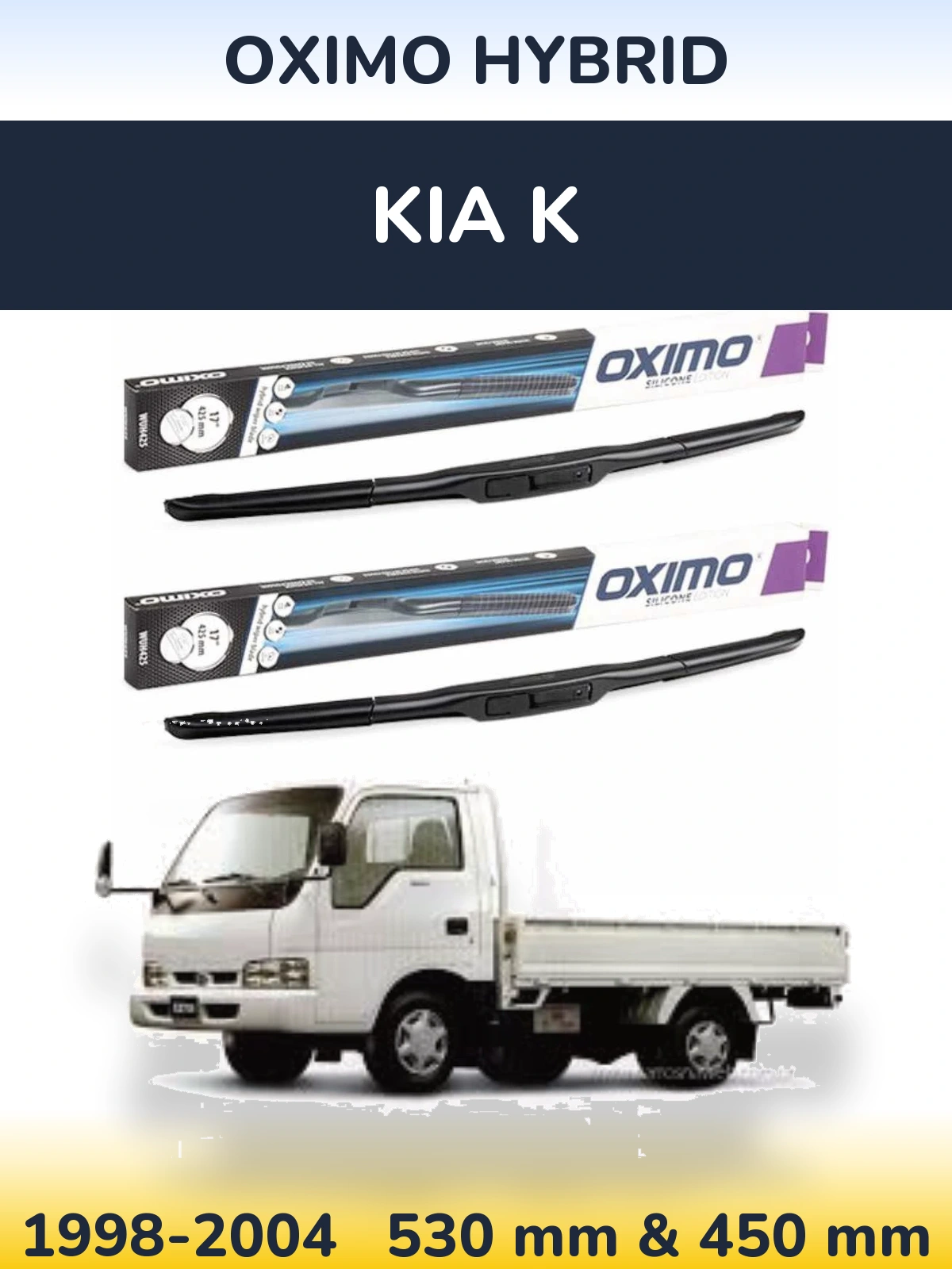 Sada předních stěračů Oximo Hybrid 530 a 450 mm pro KIA K 1998-2004