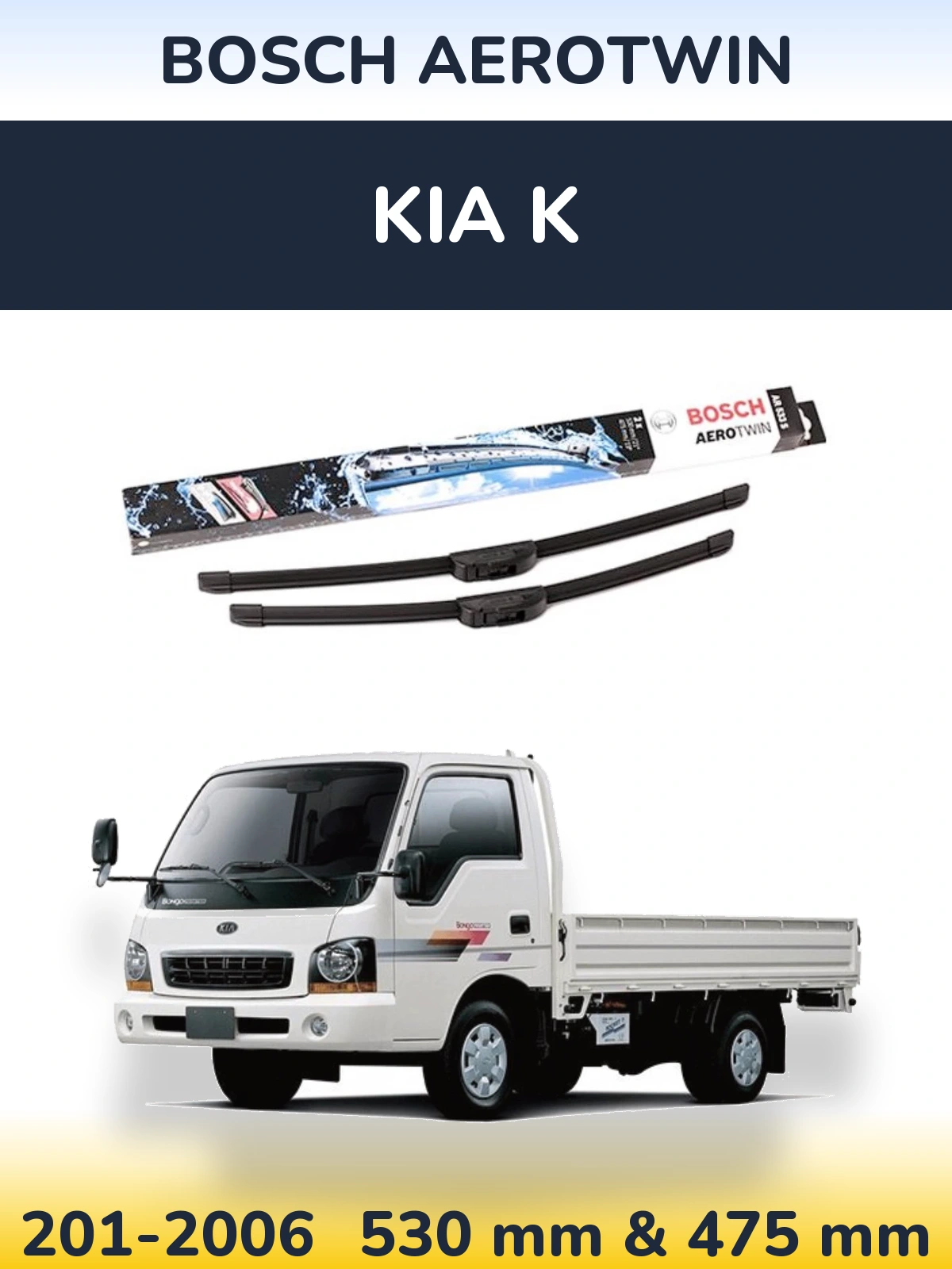 Sada předních stěračů BOSCH AeroTwin 530 a 475 mm pro KIA K 201-2006