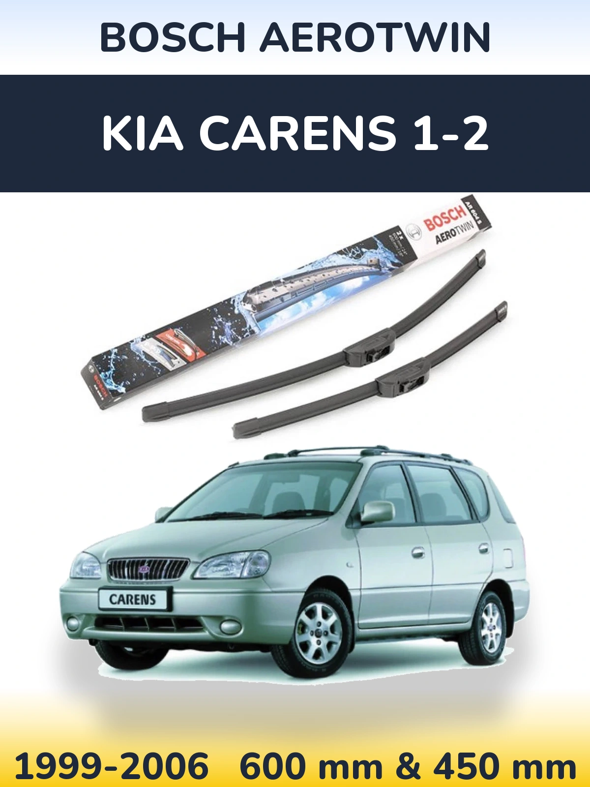Sada předních stěračů BOSCH AeroTwin 600 a 450 mm pro KIA Carens 1-2 1999-2006