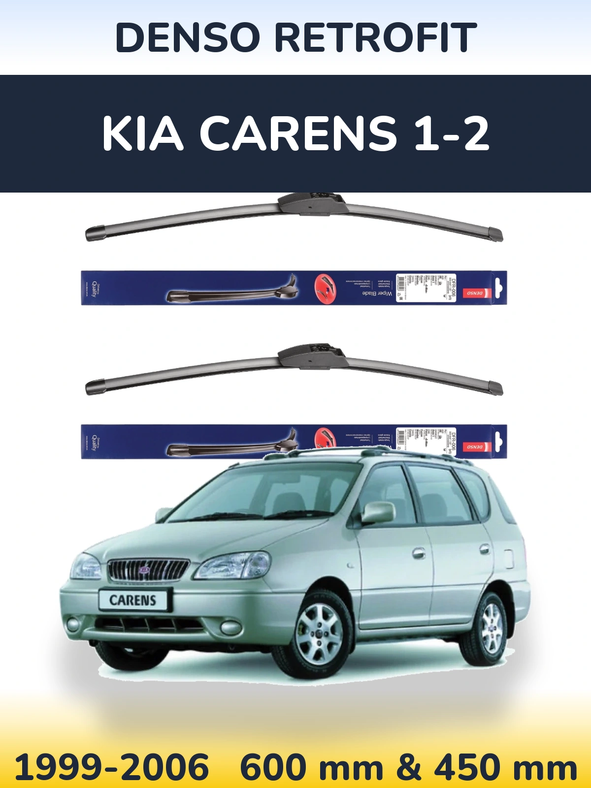 Sada předních stěračů Denso Retrofit 600 a 450 mm pro KIA Carens 1-2 1999-2006