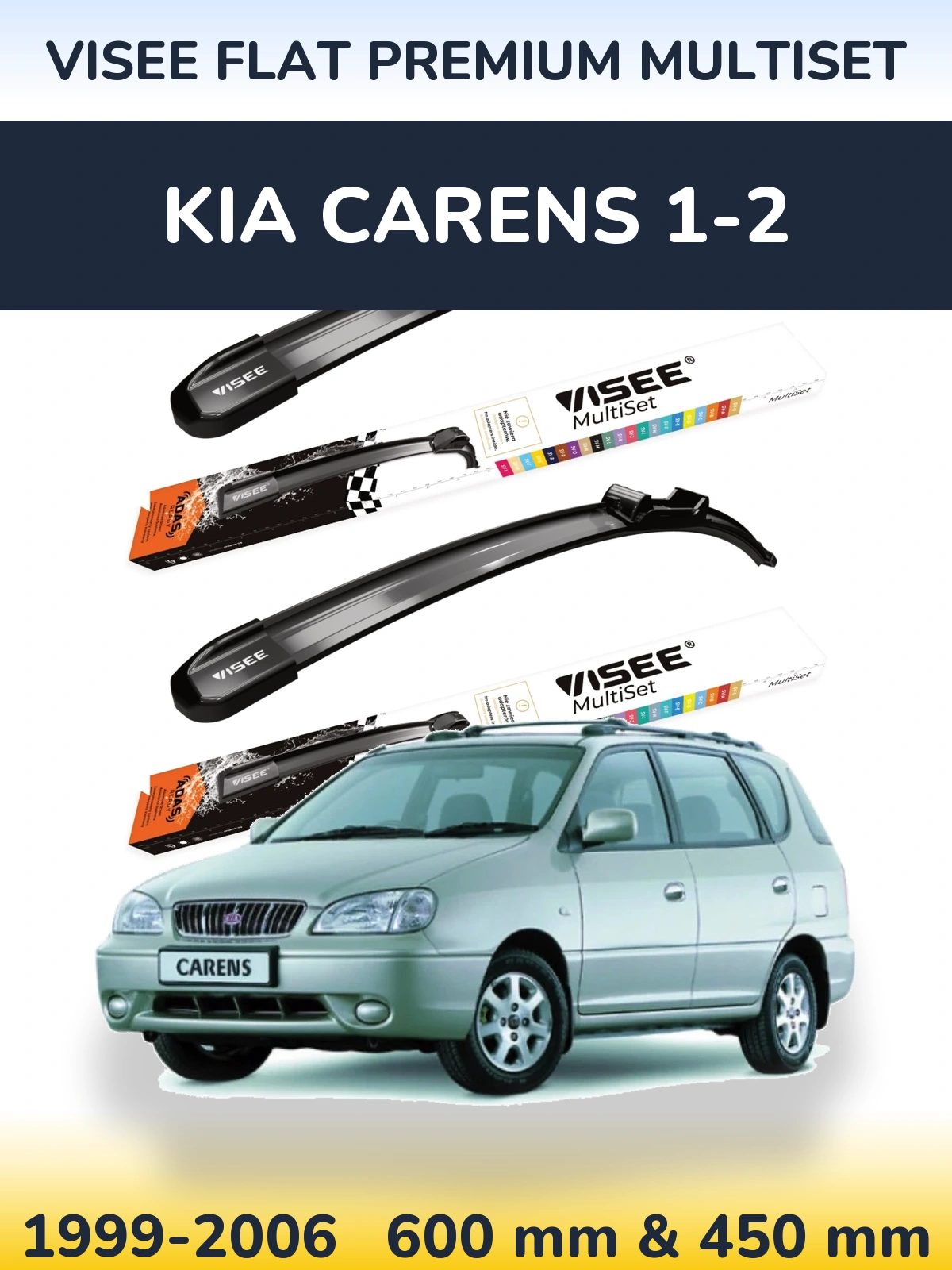 Sada předních stěračů VISEE FLAT PREMIUM MultiSet 600 a 450 mm pro KIA Carens 1-2 1999-2006