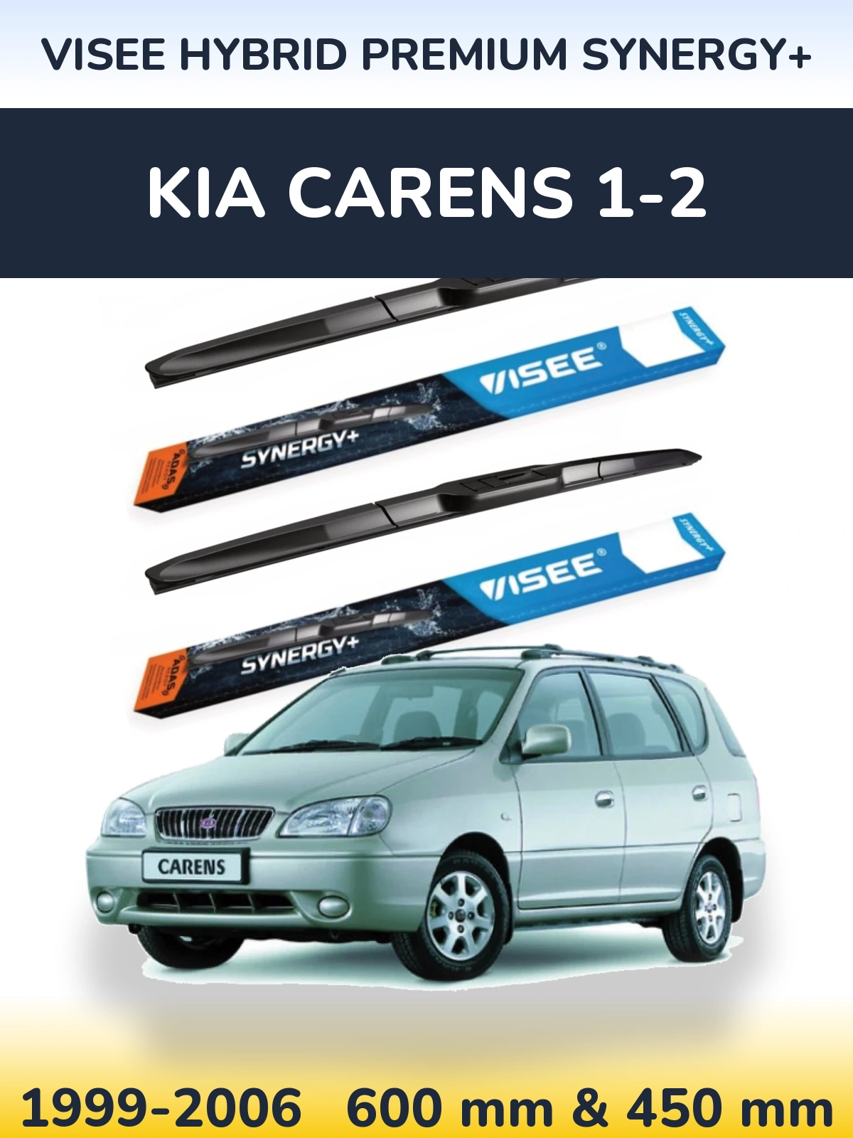 Sada předních stěračů VISEE HYBRID PREMIUM SYNERGY+ 600 a 450 mm pro KIA Carens 1-2 1999-2006