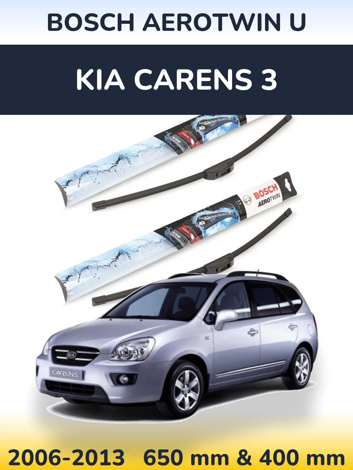 Sada předních stěračů BOSCH AeroTwin U 650 a 400 mm pro KIA Carens 3 2006-2013