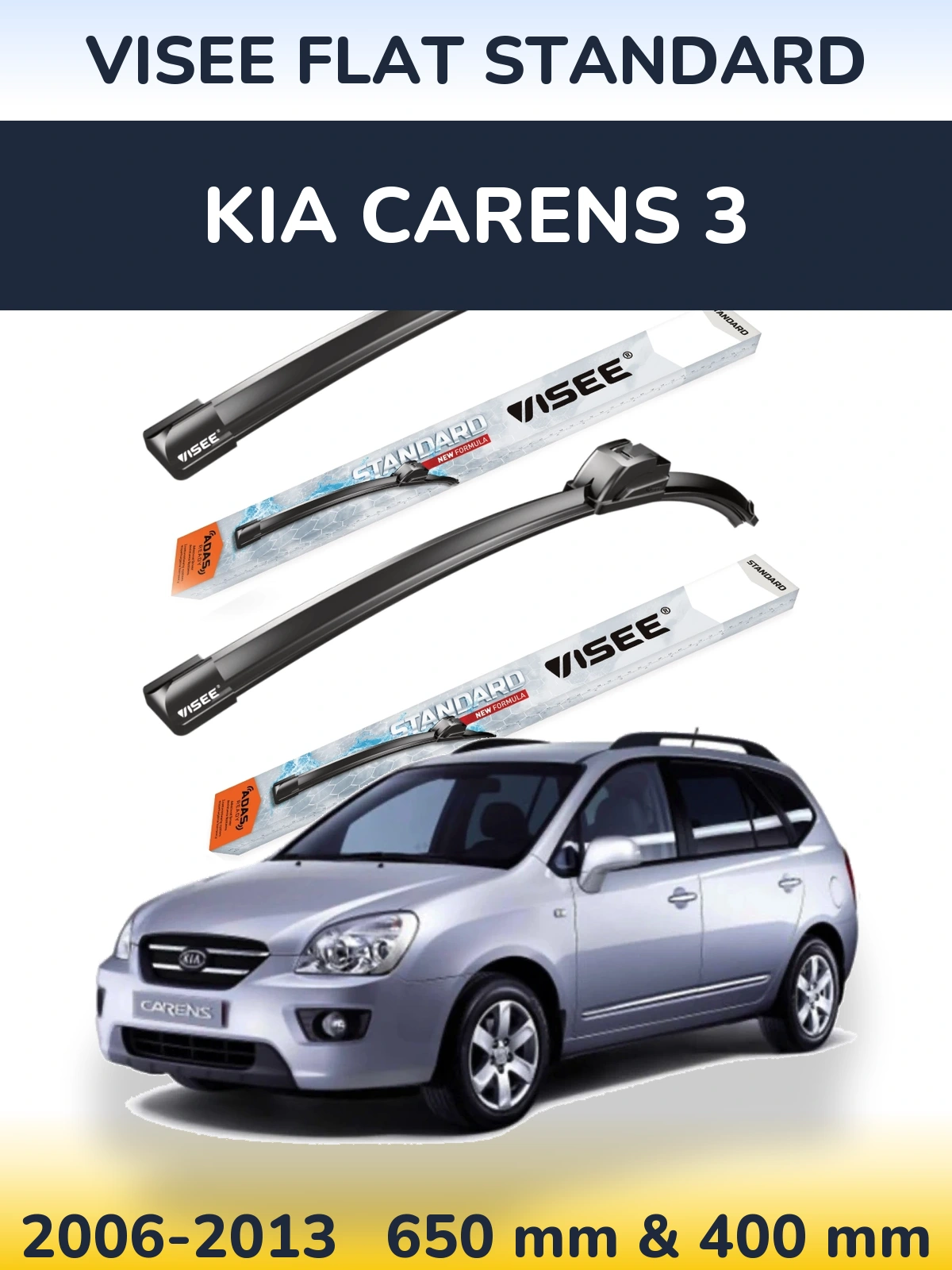 Sada předních stěračů VISEE FLAT STANDARD 650 a 400 mm pro KIA Carens 3 2006-2013