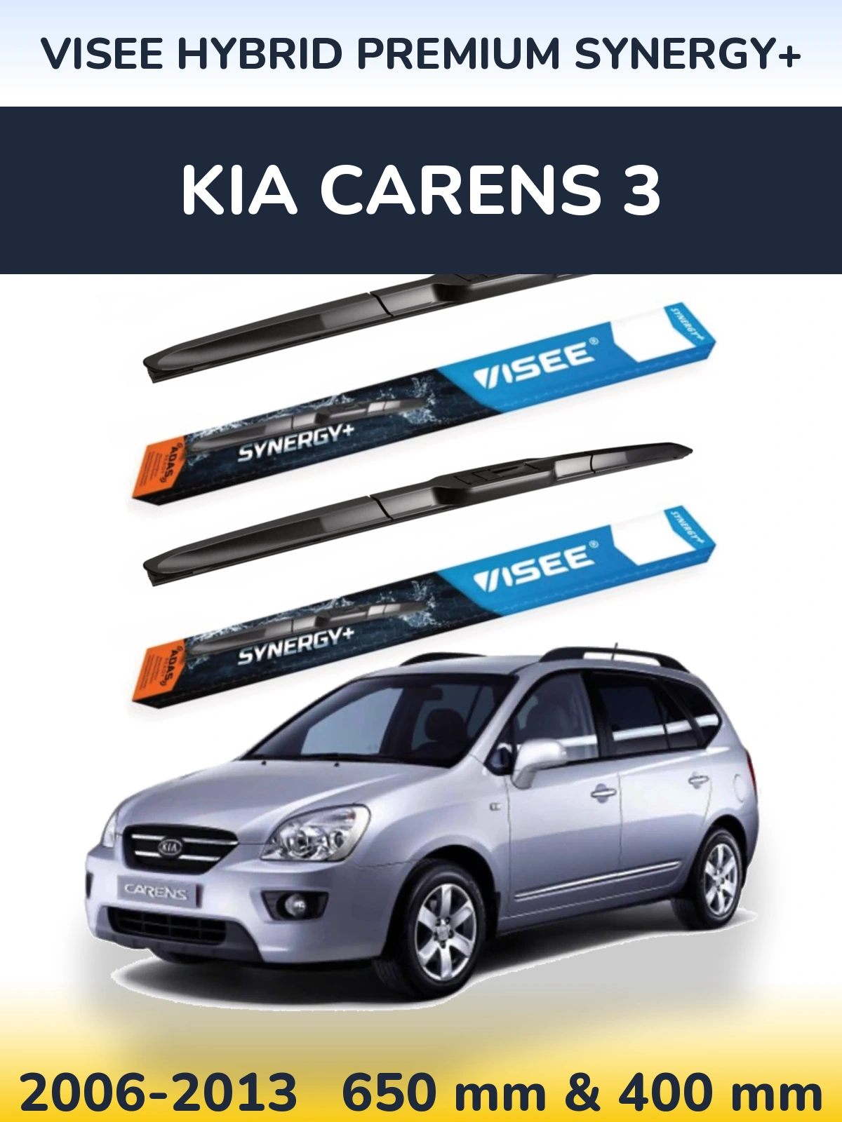 Sada předních stěračů VISEE HYBRID PREMIUM SYNERGY+ 650 a 400 mm pro KIA Carens 3 2006-2013