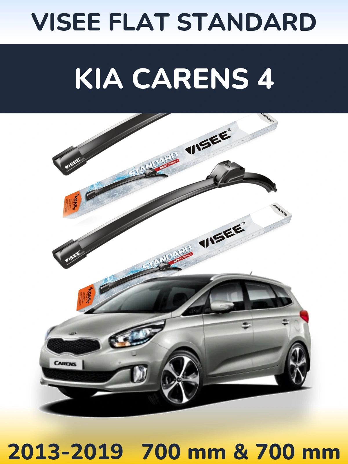 Sada předních stěračů VISEE FLAT STANDARD 700 a 700 mm pro KIA Carens 4 2013-2019