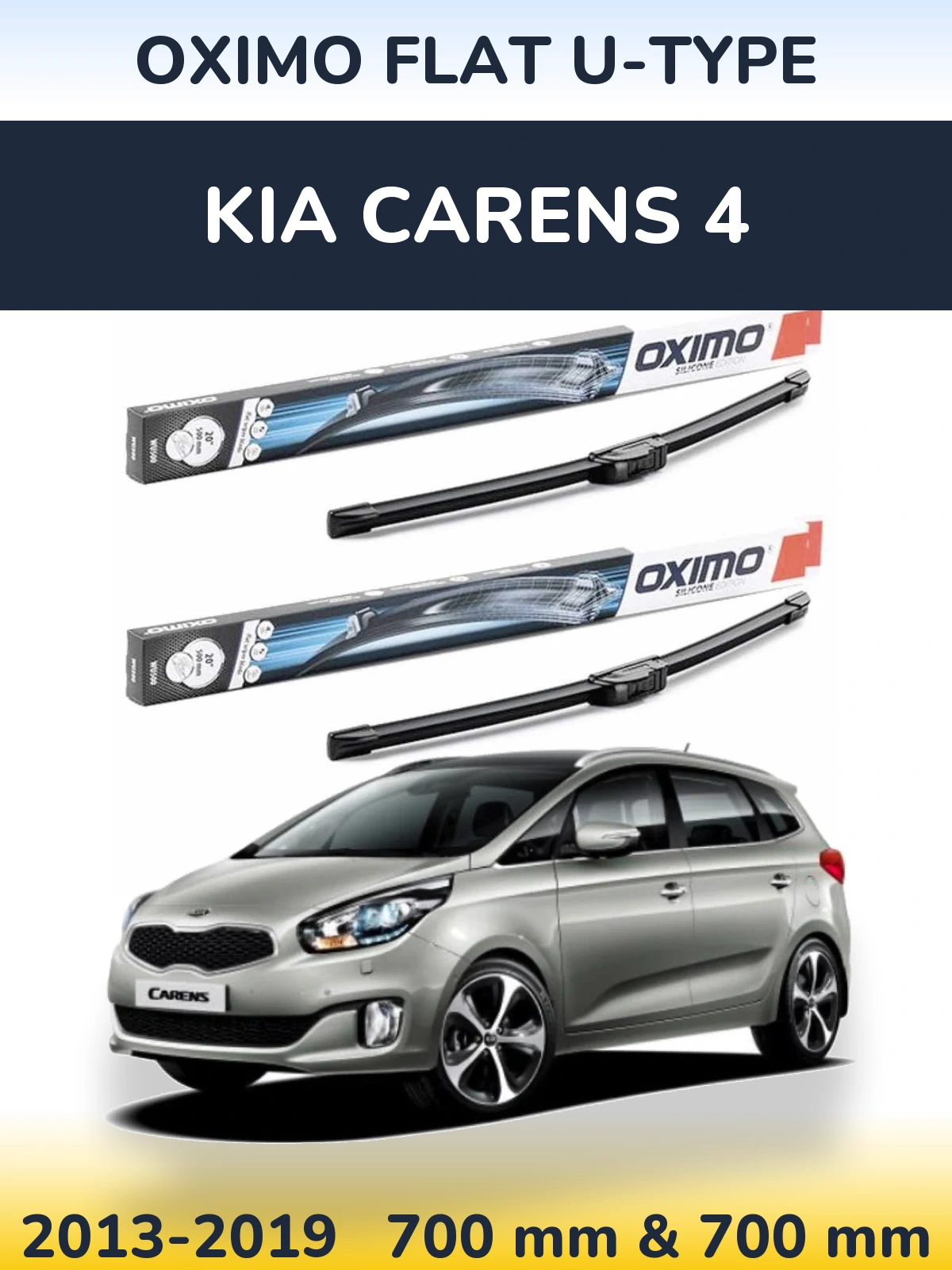 Sada předních stěračů Oximo Flat U-type 700 a 700 mm pro KIA Carens 4 2013-2019