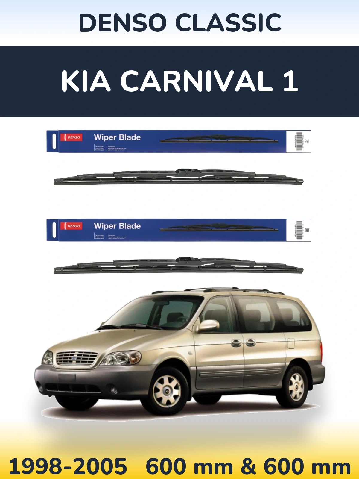 Sada předních stěračů Denso Classic 600 a 600 mm pro KIA Carnival 1 1998-2005
