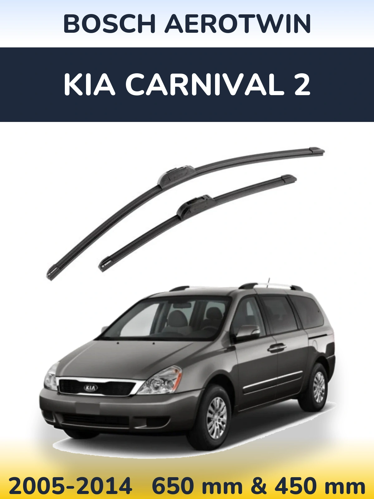 Sada předních stěračů BOSCH AeroTwin 650 a 450 mm pro KIA Carnival 2 2005-2014
