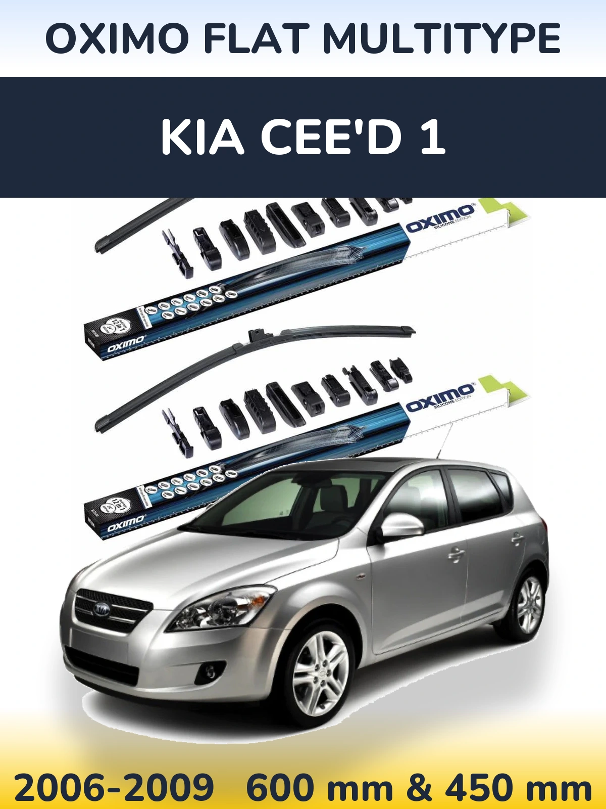 Sada předních stěračů Oximo Flat MultiType 600 a 450 mm pro KIA Cee'd 1 2006-2009