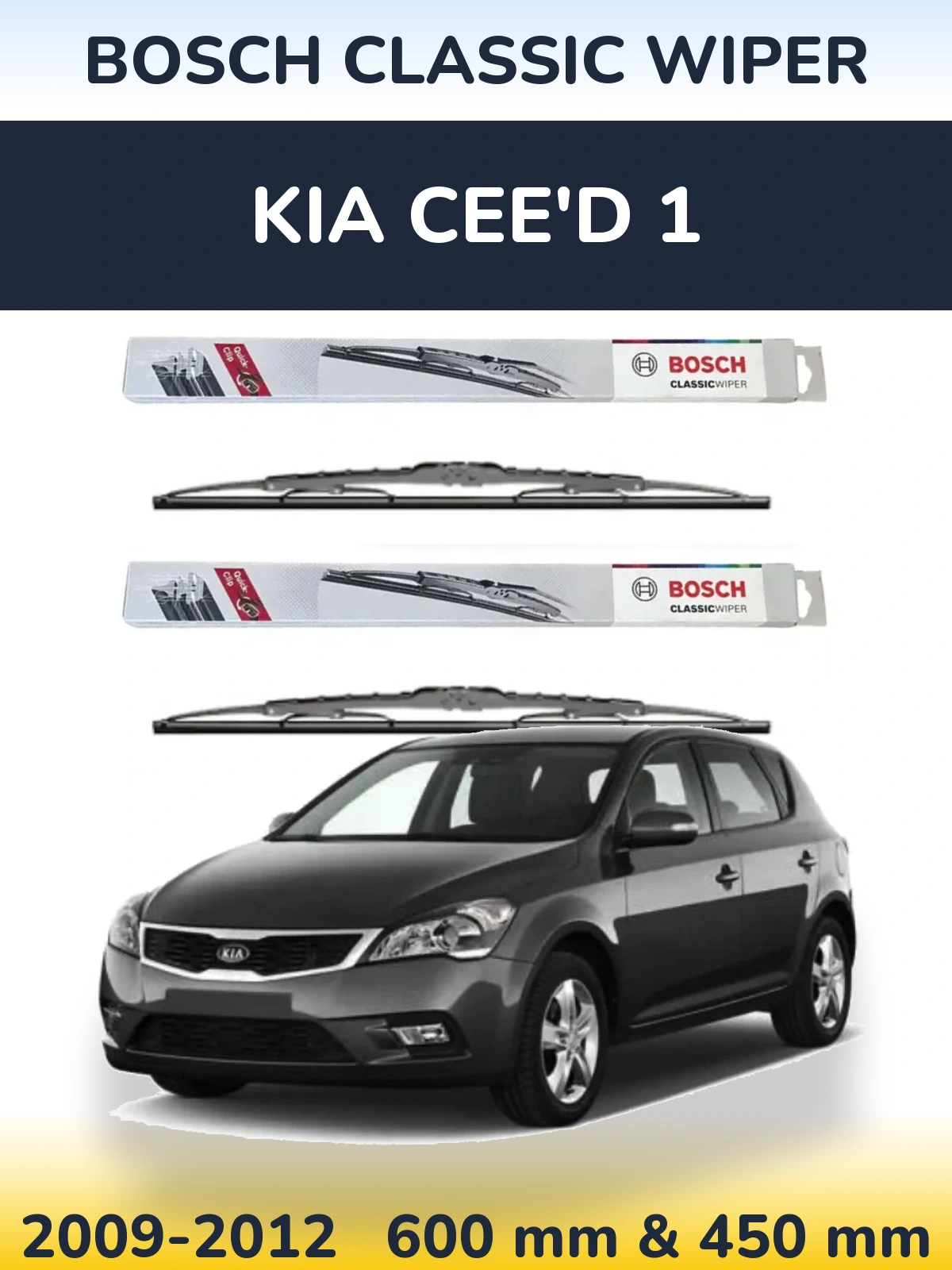 Sada předních stěračů BOSCH Classic Wiper 600 a 450 mm pro KIA Cee'd 1 2009-2012
