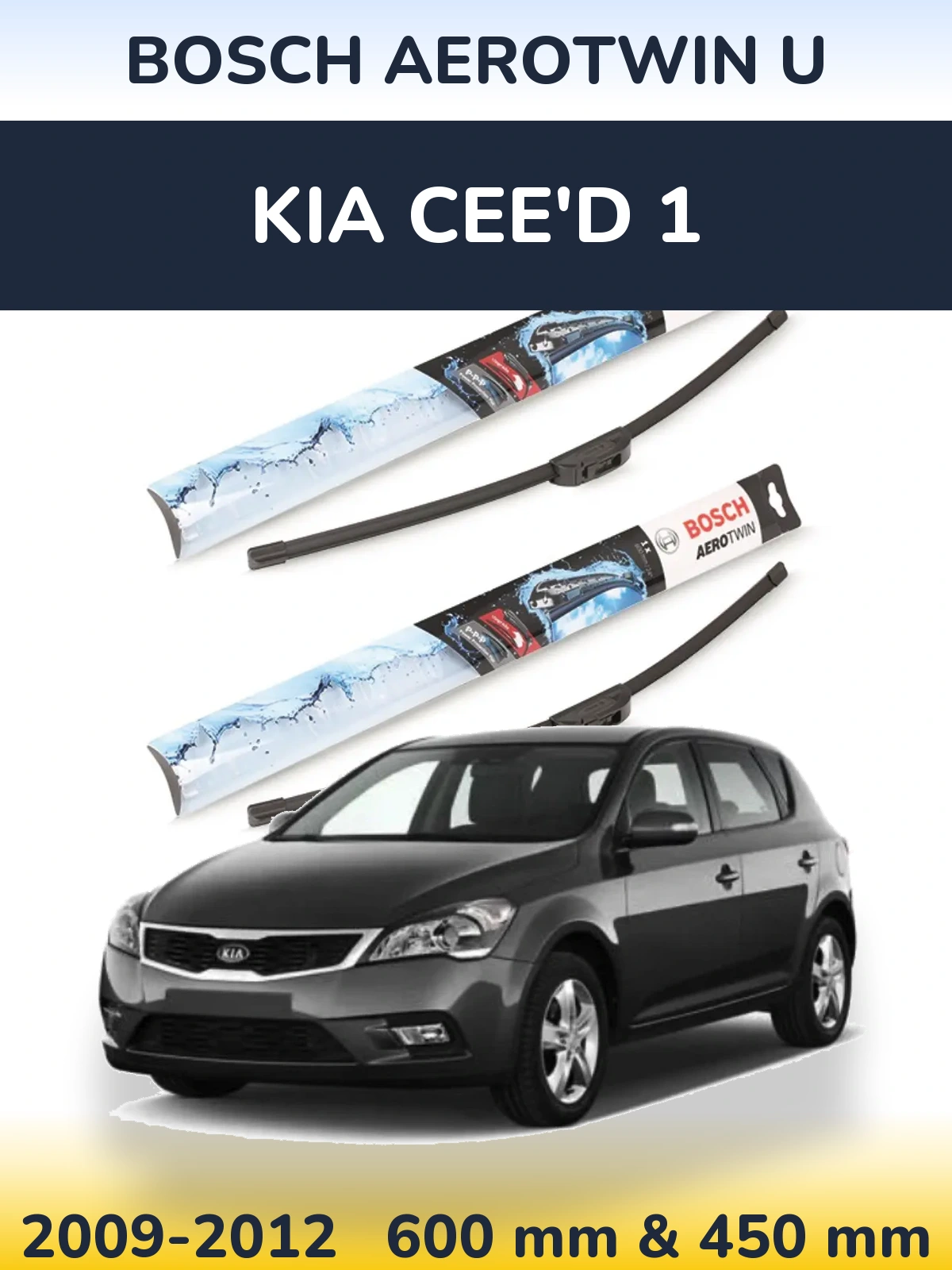 Sada předních stěračů BOSCH AeroTwin U 600 a 450 mm pro KIA Cee'd 1 2009-2012