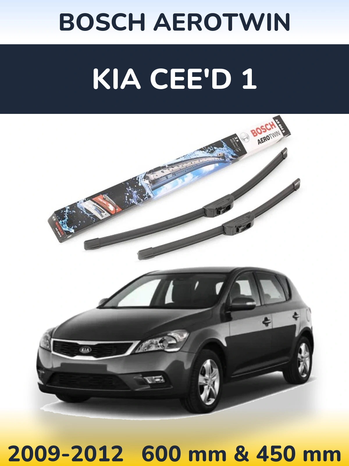 Sada předních stěračů BOSCH AeroTwin 600 a 450 mm pro KIA Cee'd 1 2009-2012