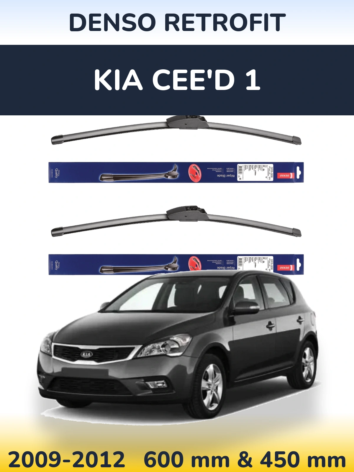 Sada předních stěračů Denso Retrofit 600 a 450 mm pro KIA Cee'd 1 2009-2012