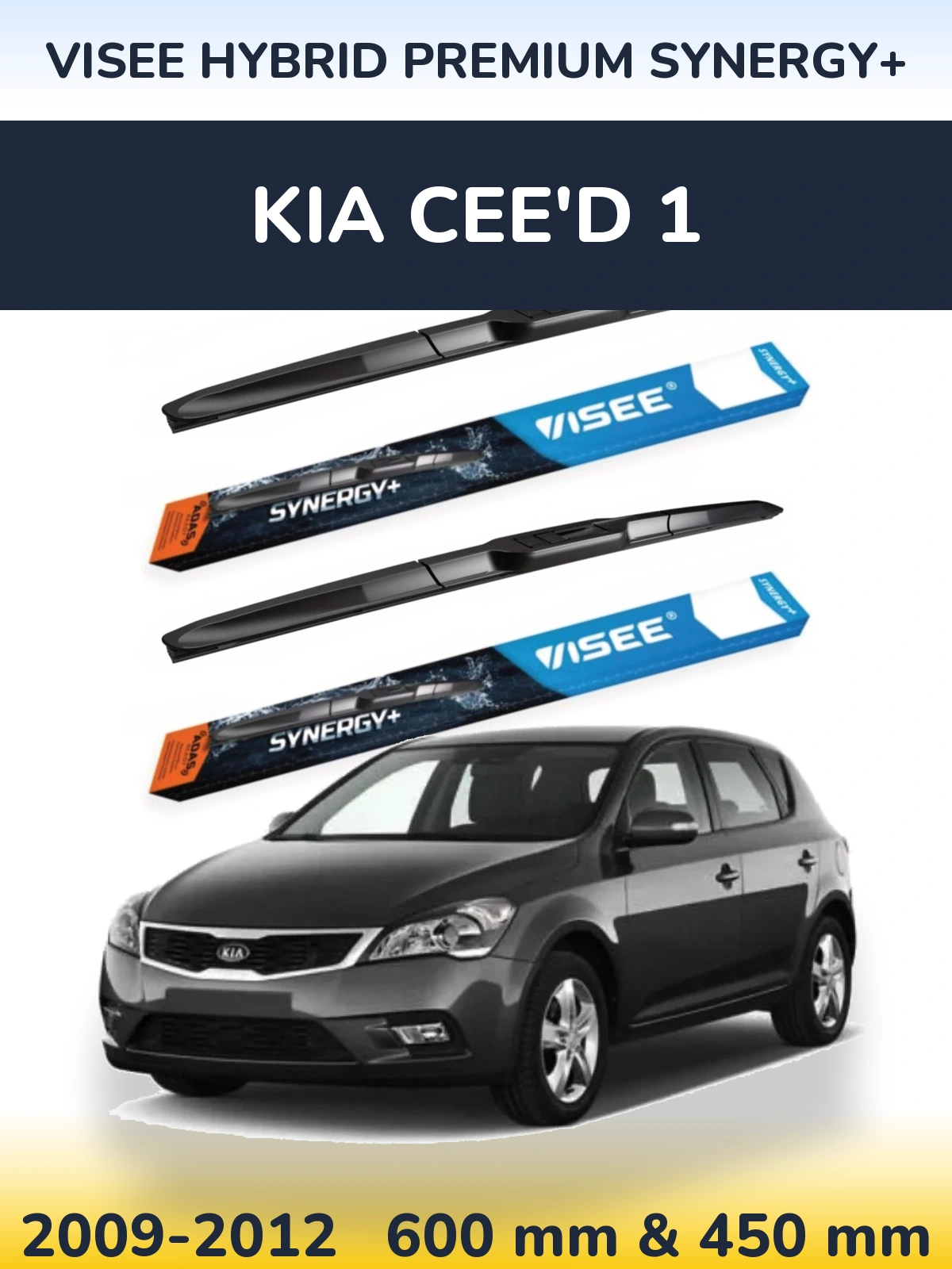 Sada předních stěračů VISEE HYBRID PREMIUM SYNERGY+ 600 a 450 mm pro KIA Cee'd 1 2009-2012