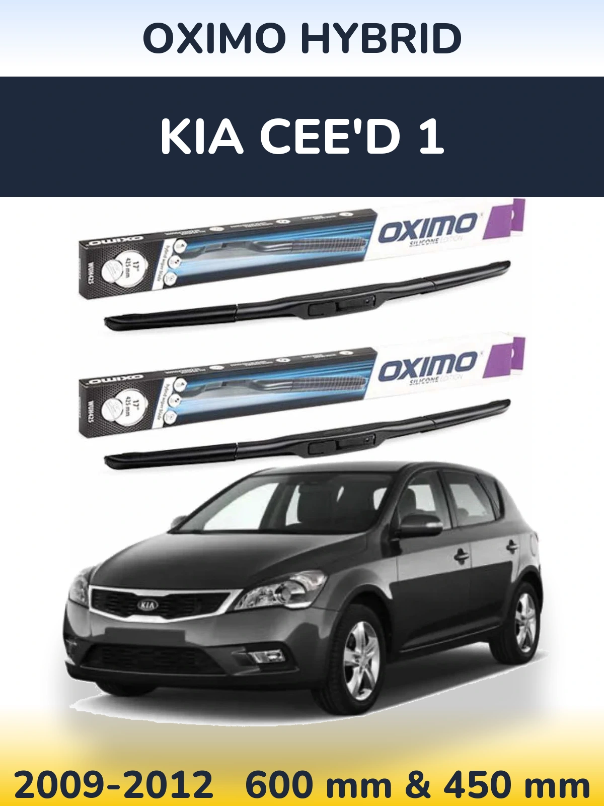 Sada předních stěračů Oximo Hybrid 600 a 450 mm pro KIA Cee'd 1 2009-2012