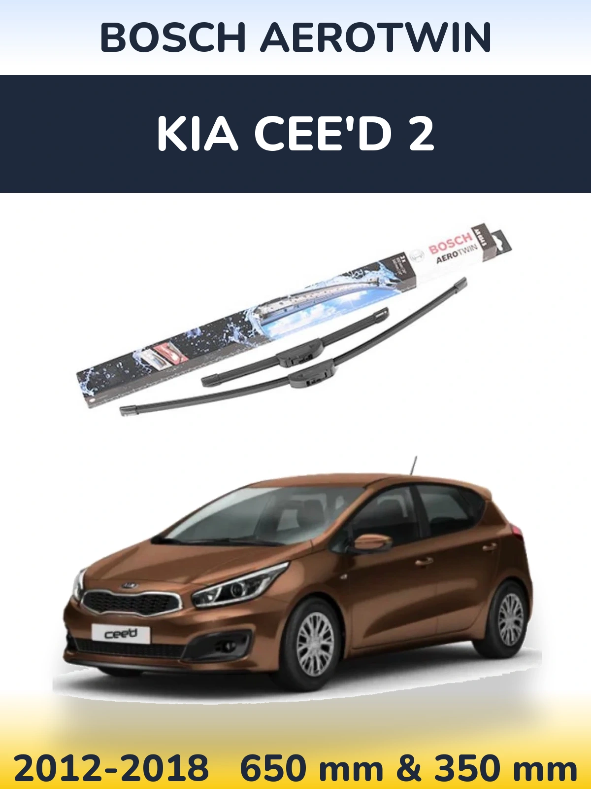 Sada předních stěračů BOSCH AeroTwin 650 a 350 mm pro KIA Cee'd 2 2012-2018