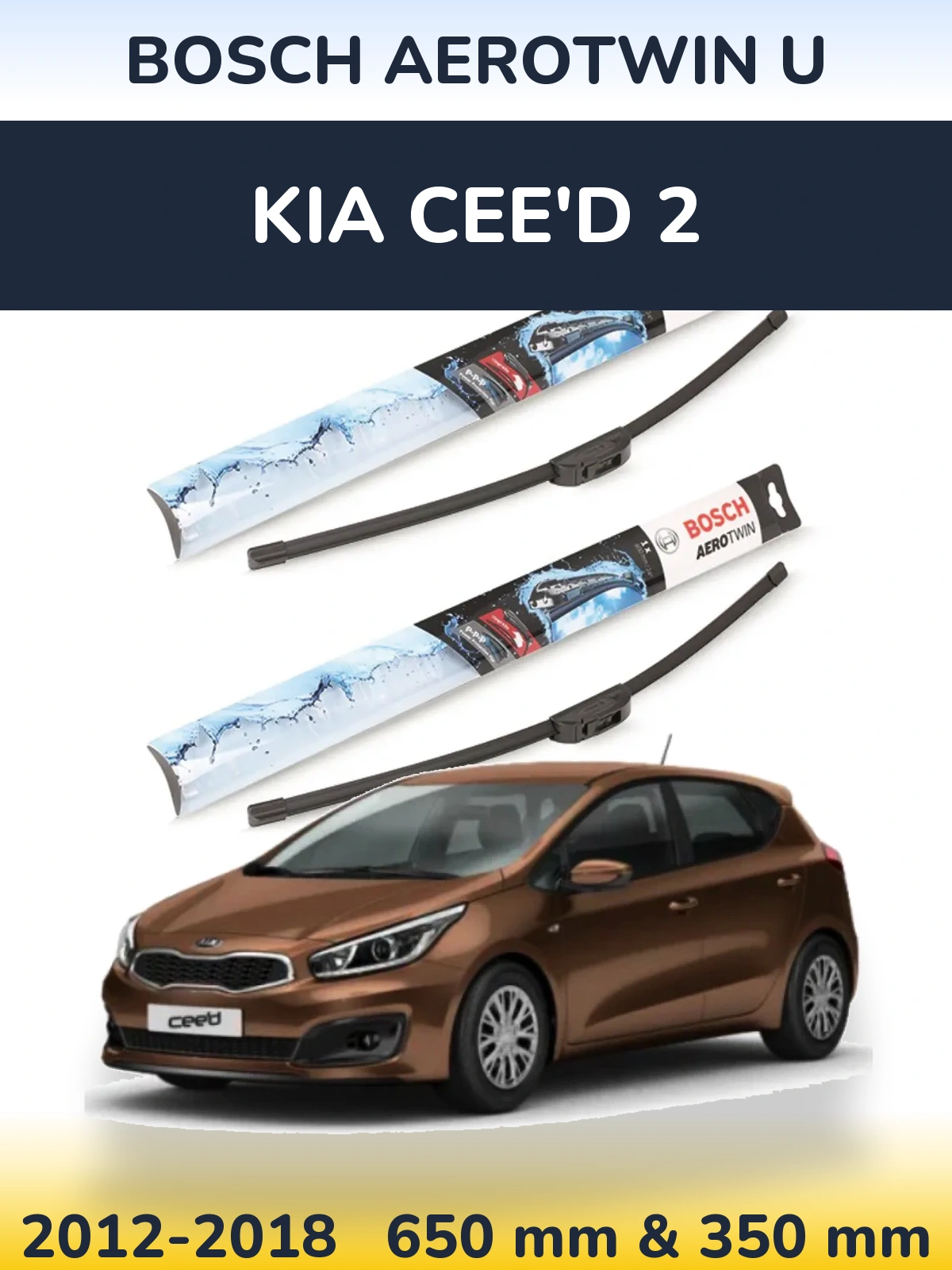 Sada předních stěračů BOSCH AeroTwin U 650 a 350 mm pro KIA Cee'd 2 2012-2018