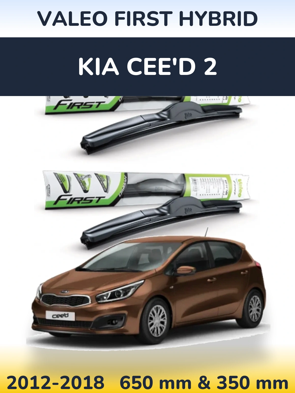 Sada předních stěračů Valeo First Hybrid 650 a 350 mm pro KIA Cee'd 2 2012-2018
