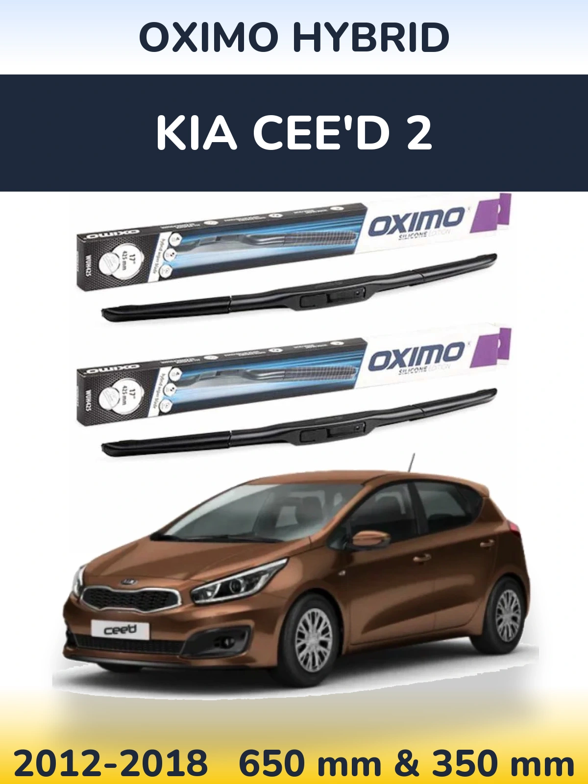 Sada předních stěračů Oximo Hybrid 650 a 350 mm pro KIA Cee'd 2 2012-2018