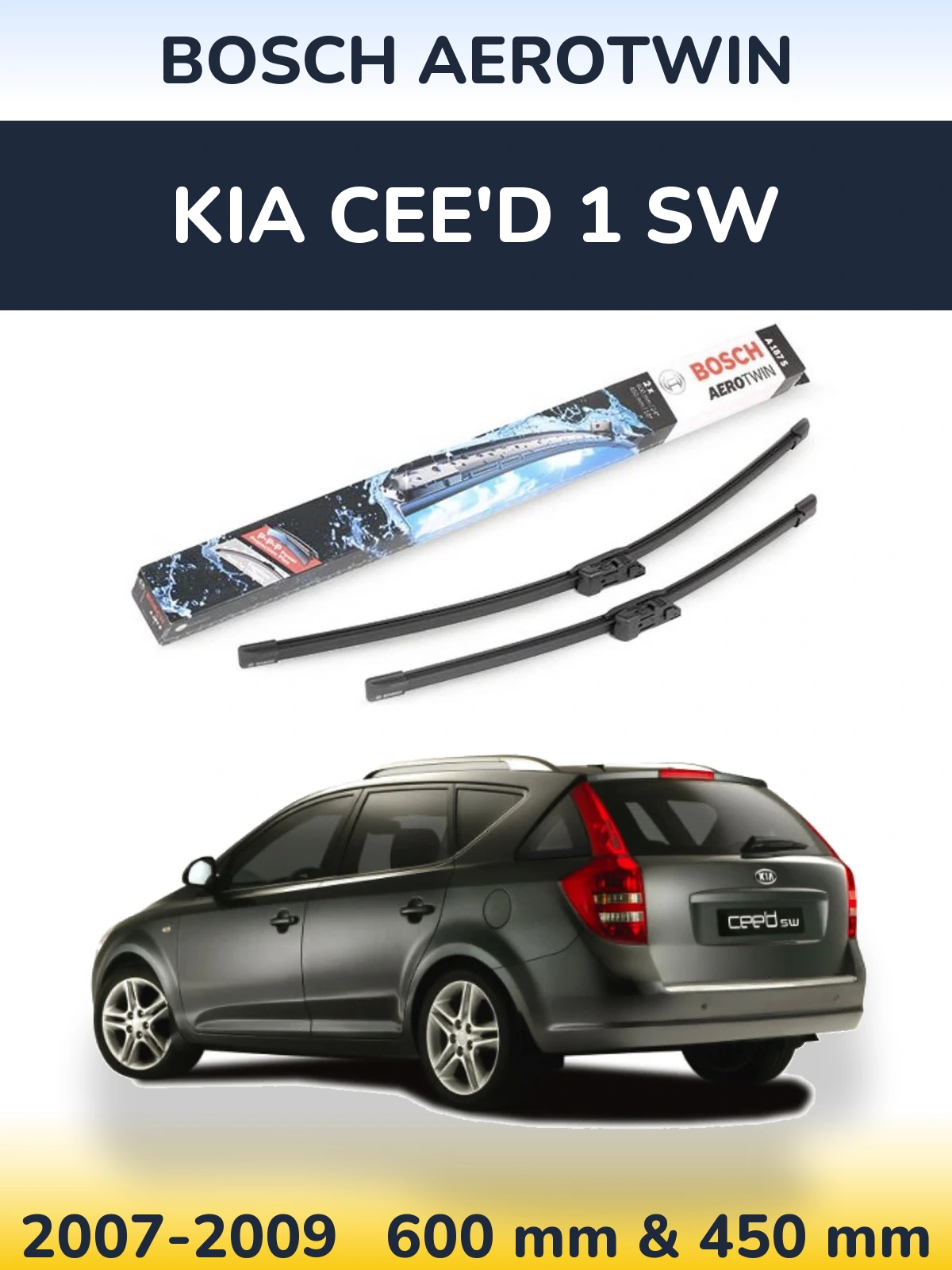 Sada předních stěračů BOSCH AeroTwin 600 a 450 mm pro KIA Cee'd 1 SW 2007-2009