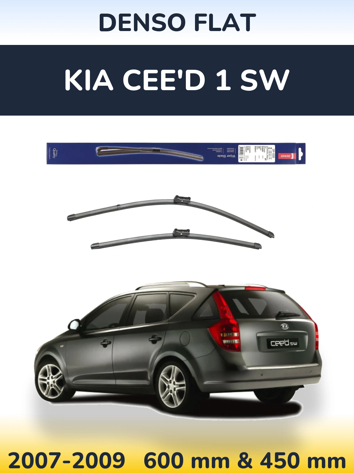 Sada předních stěračů Denso Flat 600 a 450 mm pro KIA Cee'd 1 SW 2007-2009