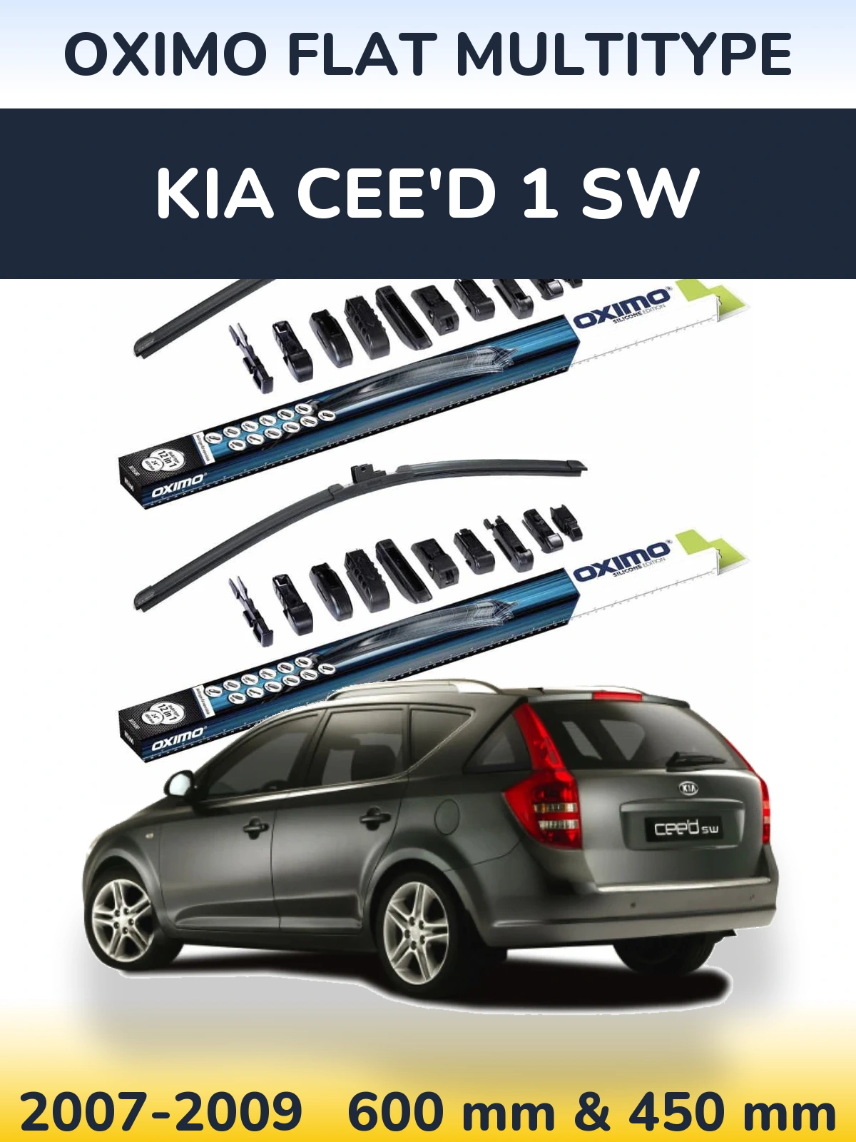Sada předních stěračů Oximo Flat MultiType 600 a 450 mm pro KIA Cee'd 1 SW 2007-2009