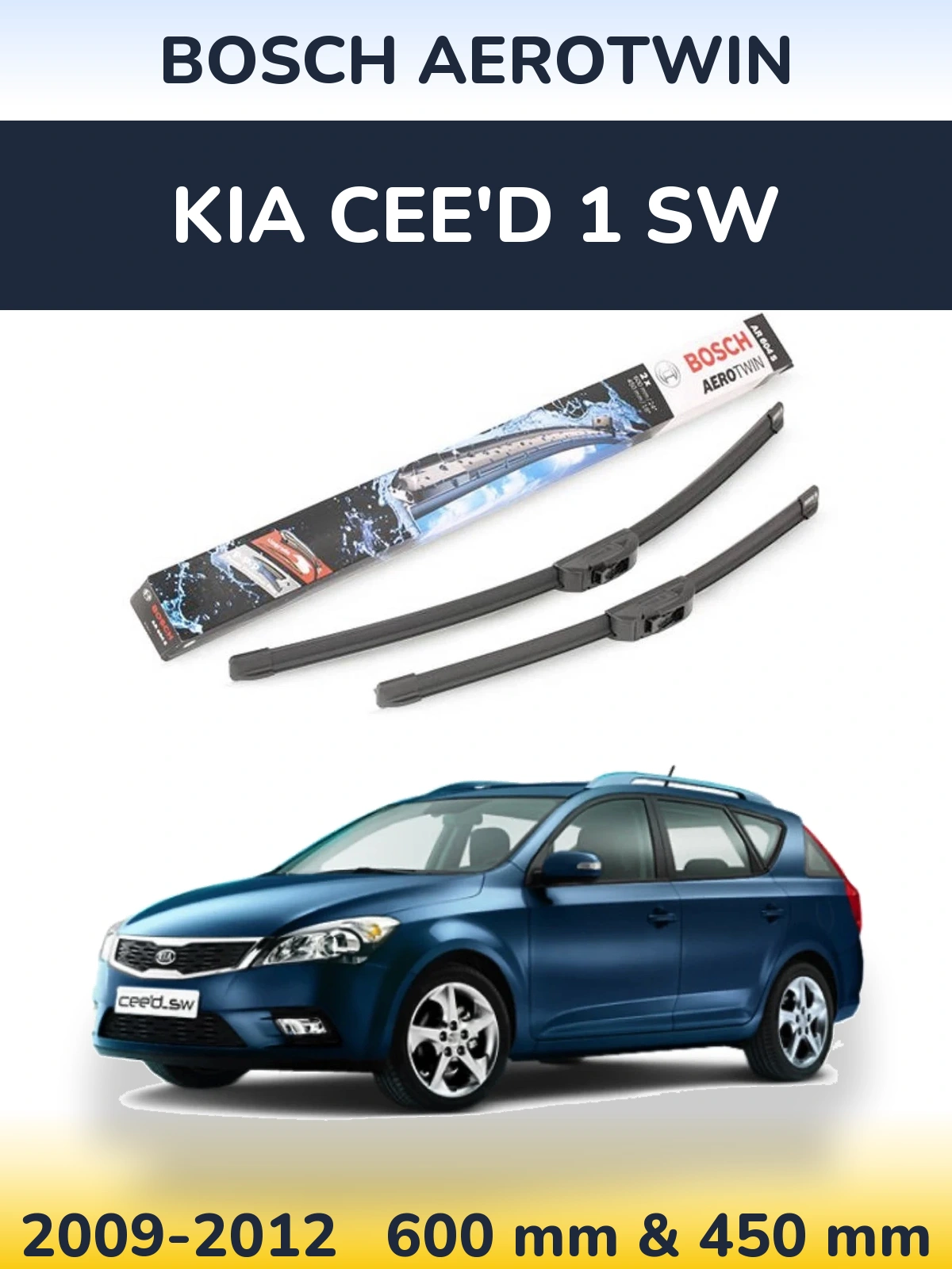 Sada předních stěračů BOSCH AeroTwin 600 a 450 mm pro KIA Cee'd 1 SW 2009-2012