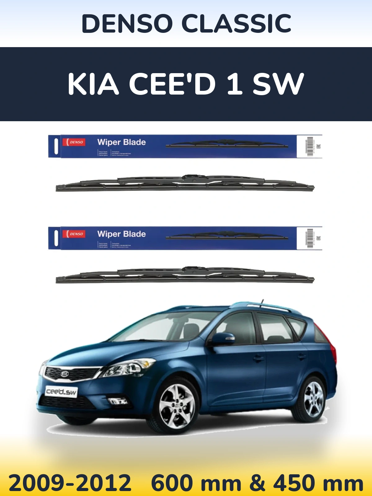 Sada předních stěračů Denso Classic 600 a 450 mm pro KIA Cee'd 1 SW 2009-2012