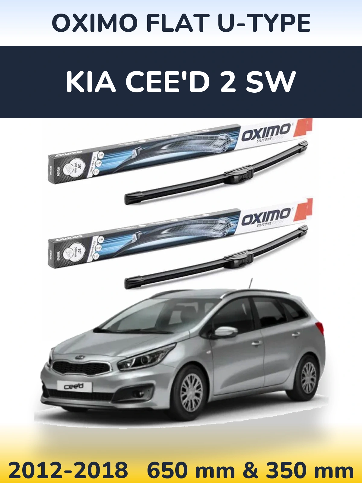 Sada předních stěračů Oximo Flat U-type 650 a 350 mm pro KIA Cee'd 2 SW 2012-2018