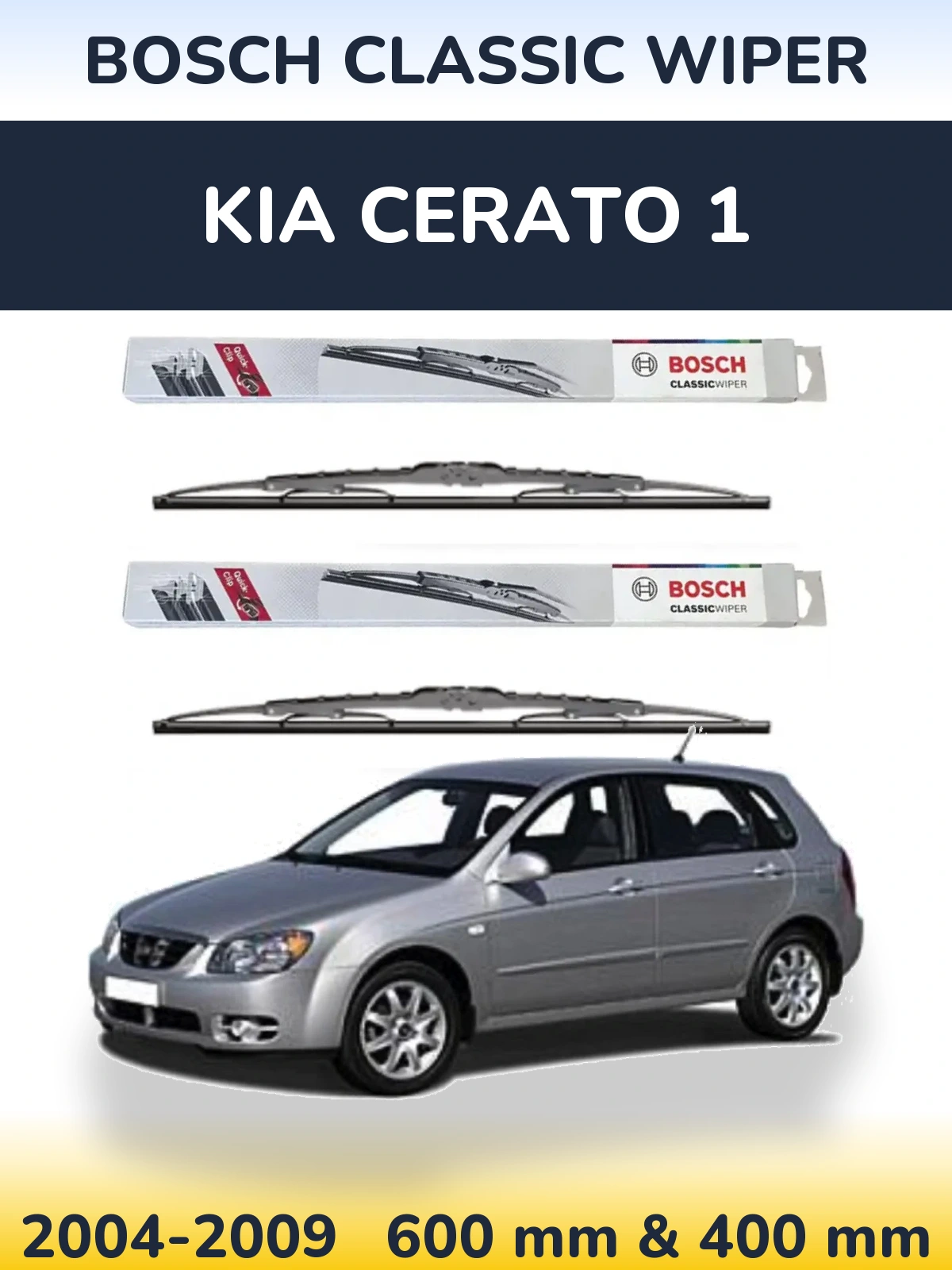 Sada předních stěračů BOSCH Classic Wiper 600 a 400 mm pro KIA Cerato 1 2004-2009