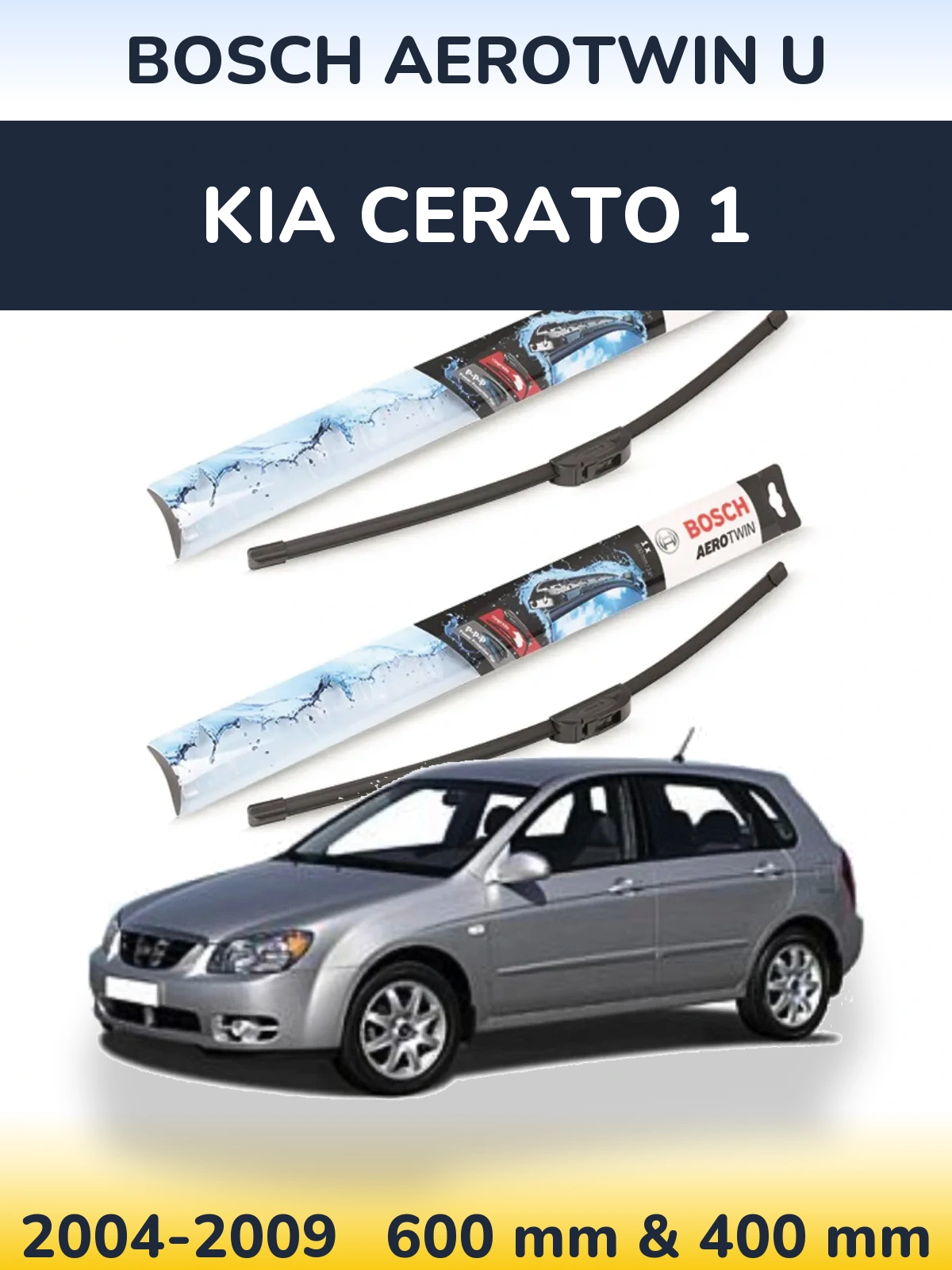 Sada předních stěračů BOSCH AeroTwin U 600 a 400 mm pro KIA Cerato 1 2004-2009