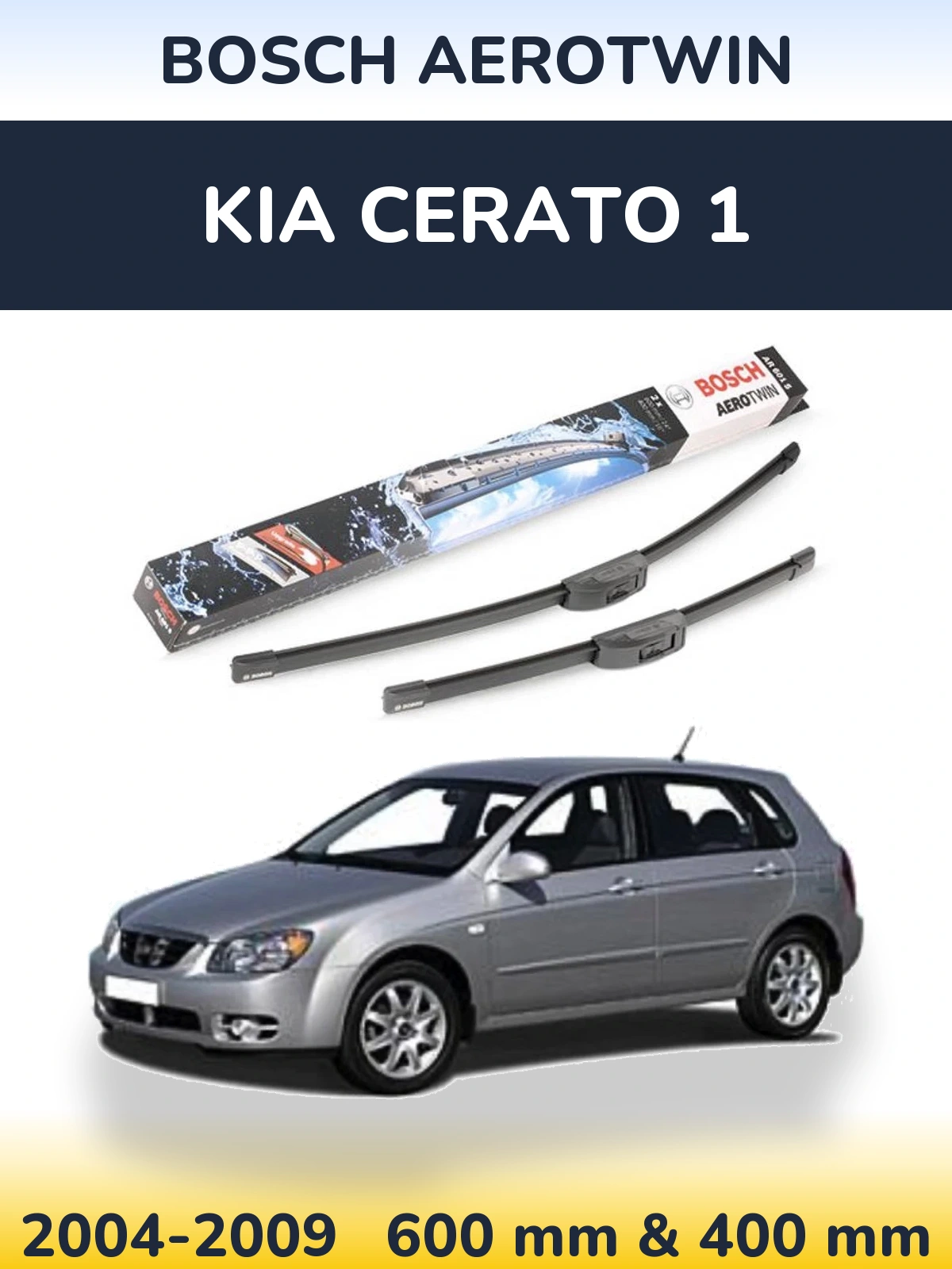 Sada předních stěračů BOSCH AeroTwin 600 a 400 mm pro KIA Cerato 1 2004-2009