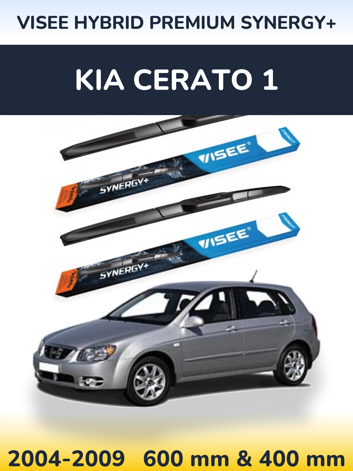 Sada předních stěračů VISEE HYBRID PREMIUM SYNERGY+ 600 a 400 mm pro KIA Cerato 1 2004-2009