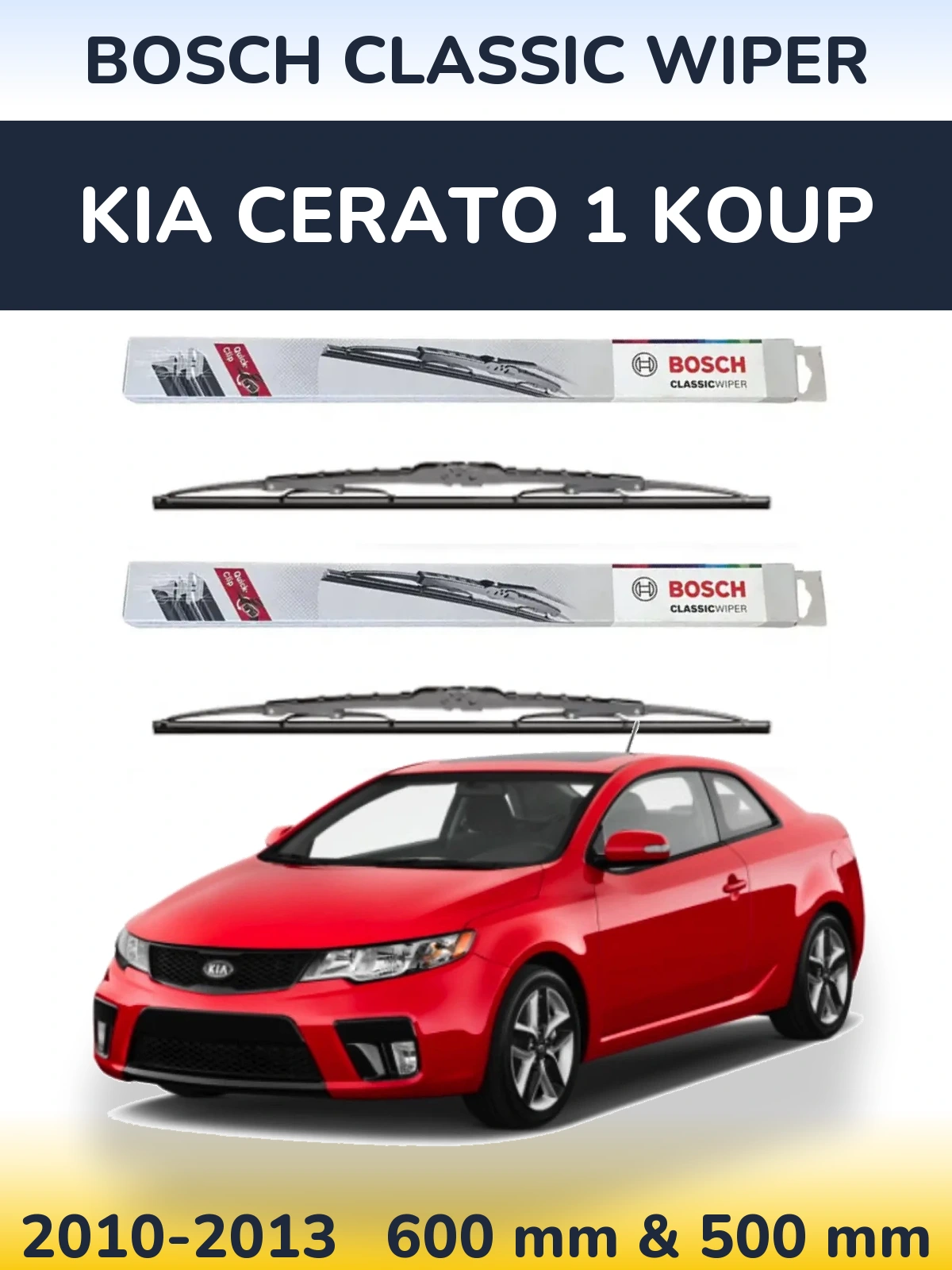 Sada předních stěračů BOSCH Classic Wiper 600 a 500 mm pro KIA Cerato 1 Koup 2010-2013