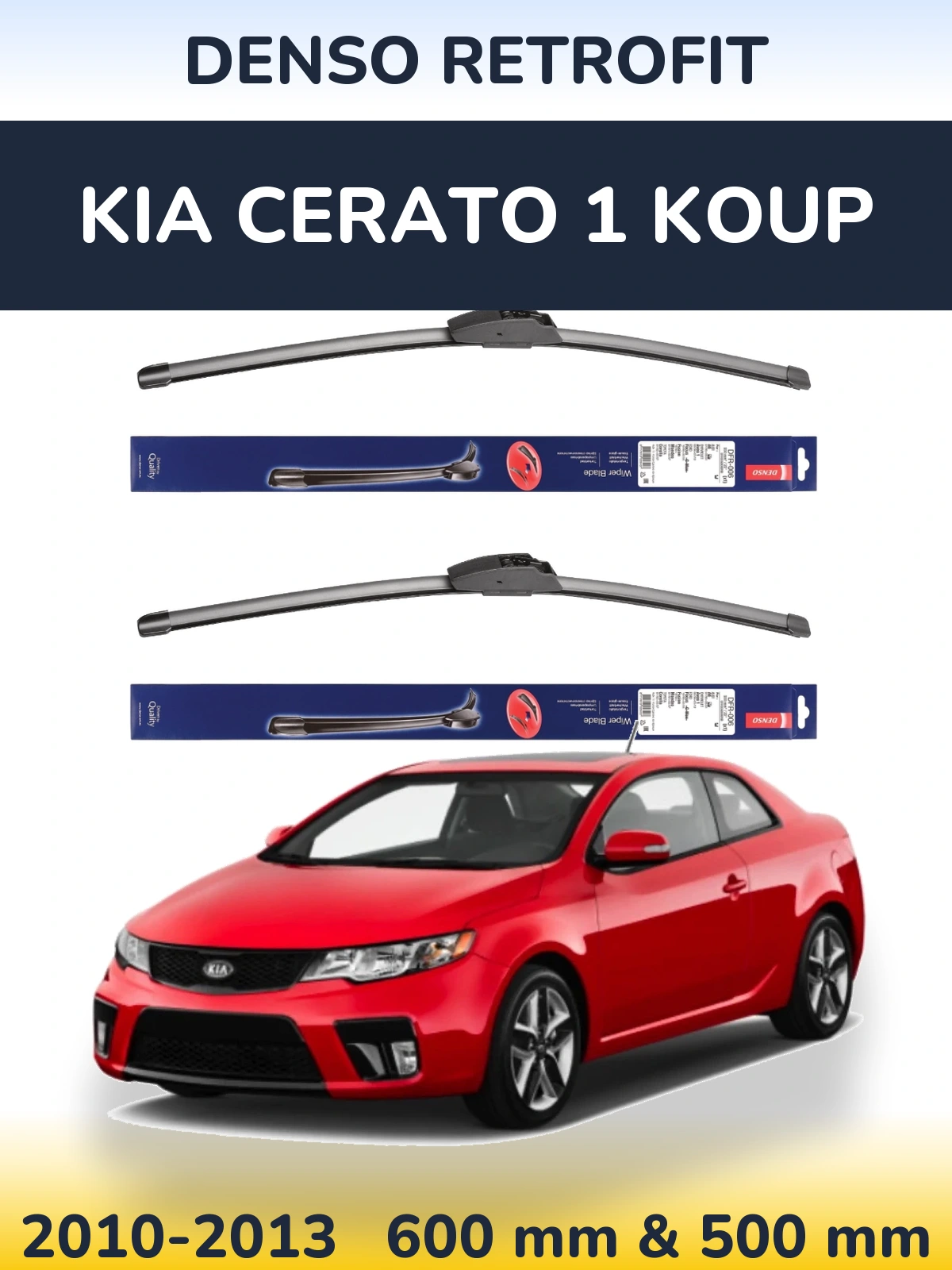 Sada předních stěračů Denso Retrofit 600 a 500 mm pro KIA Cerato 1 Koup 2010-2013