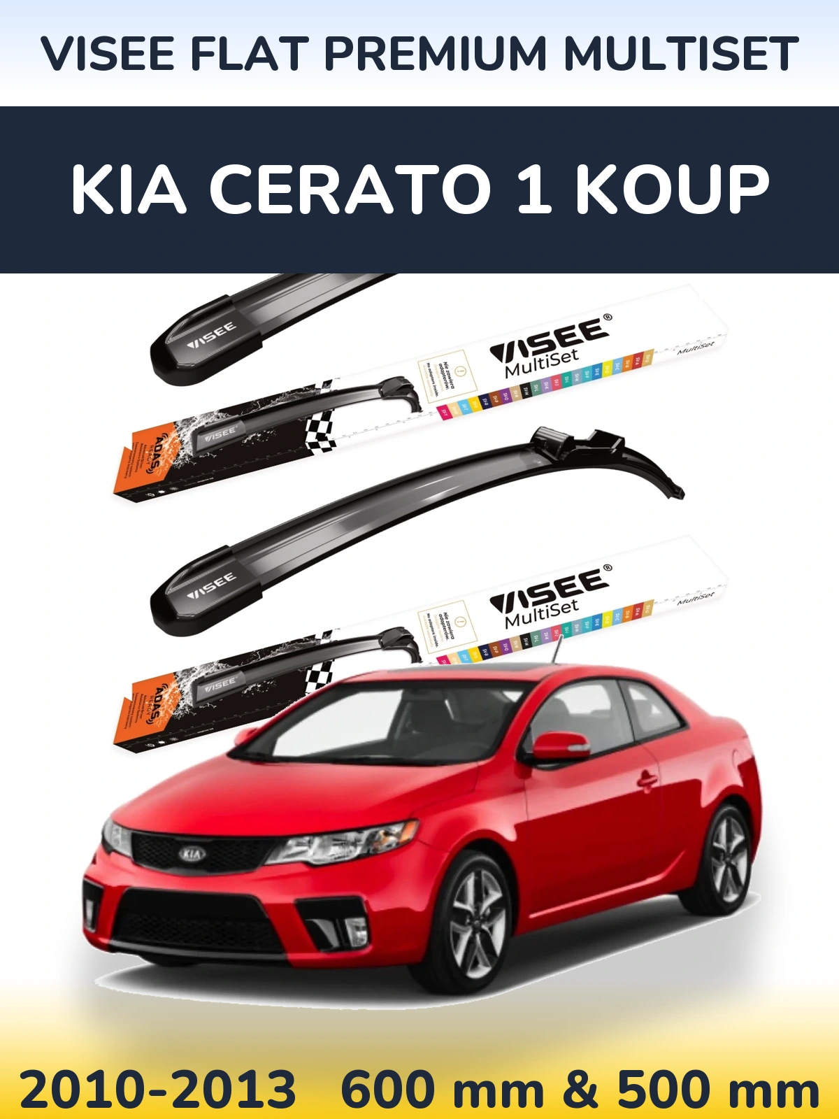 Sada předních stěračů VISEE FLAT PREMIUM MultiSet 600 a 500 mm pro KIA Cerato 1 Koup 2010-2013