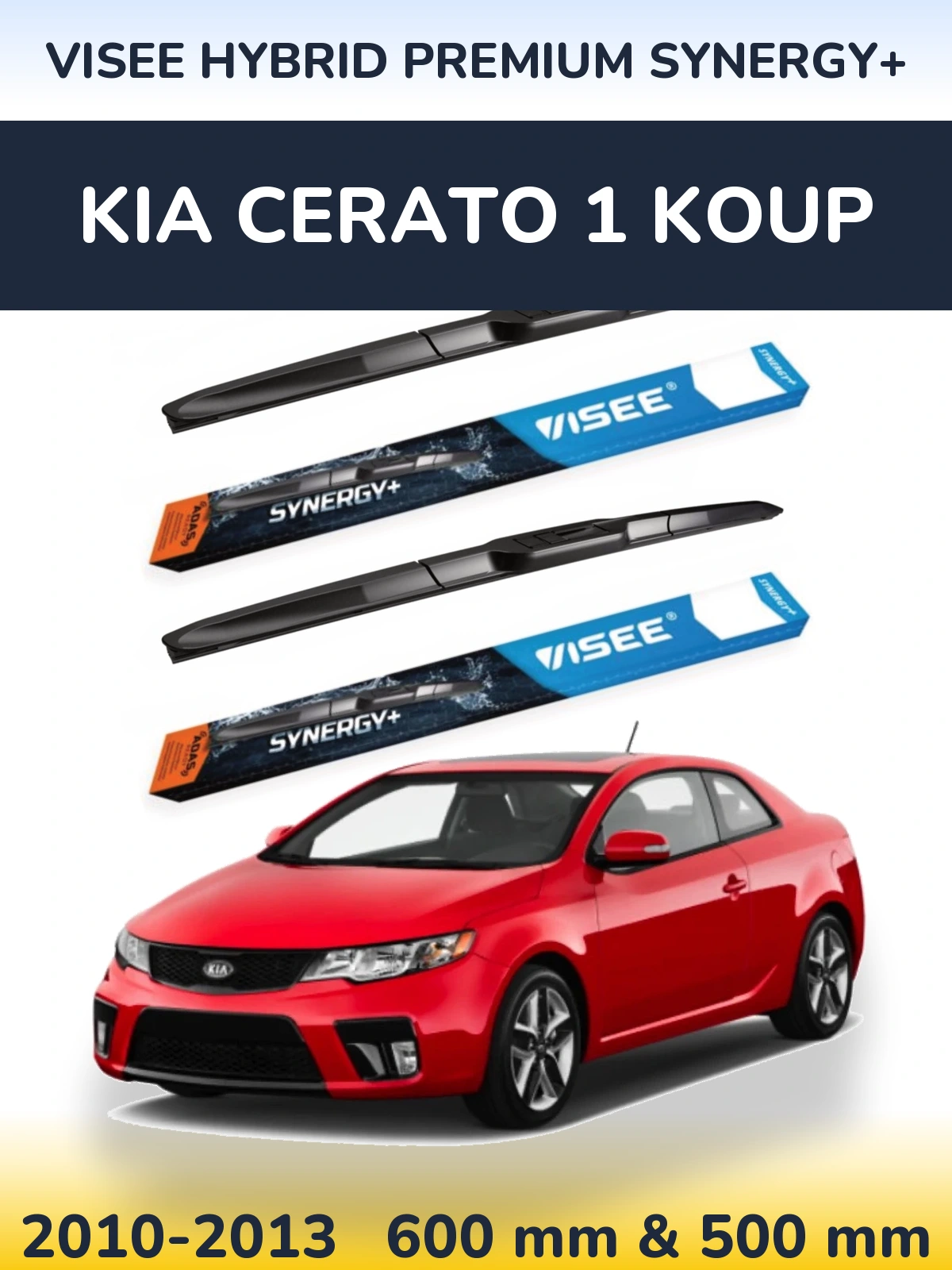 Sada předních stěračů VISEE HYBRID PREMIUM SYNERGY+ 600 a 500 mm pro KIA Cerato 1 Koup 2010-2013