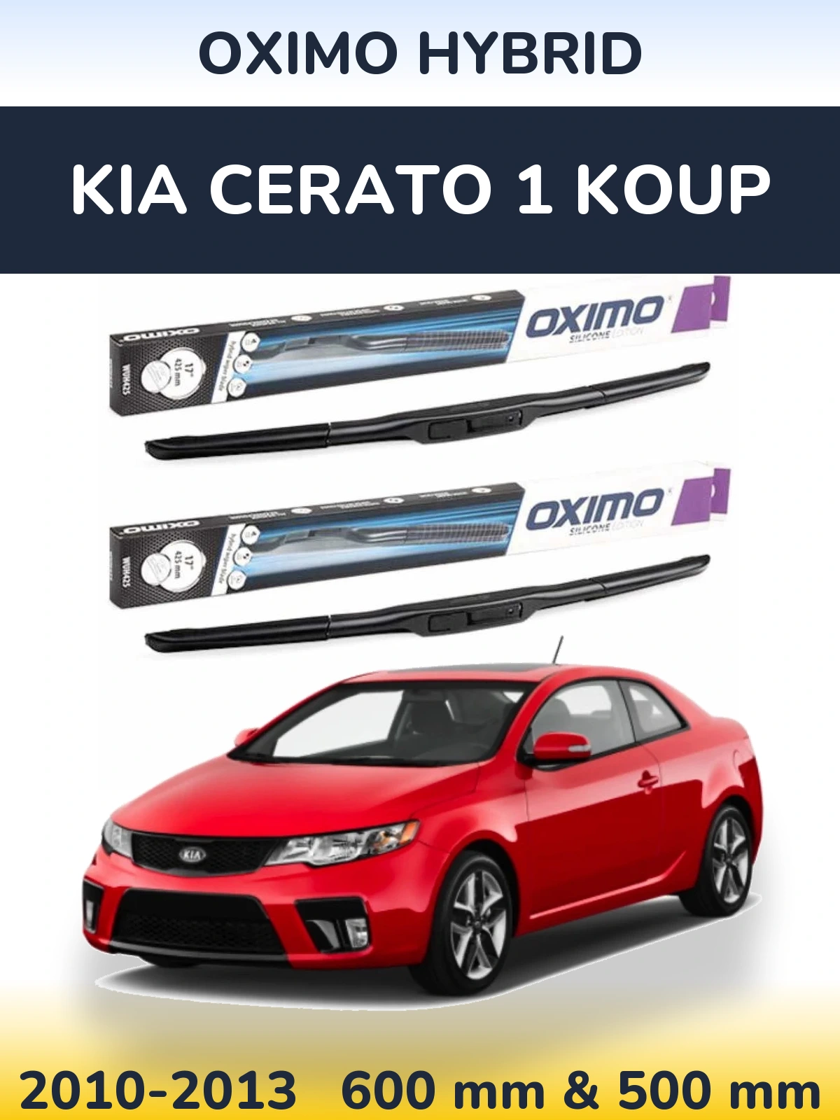 Sada předních stěračů Oximo Hybrid 600 a 500 mm pro KIA Cerato 1 Koup 2010-2013