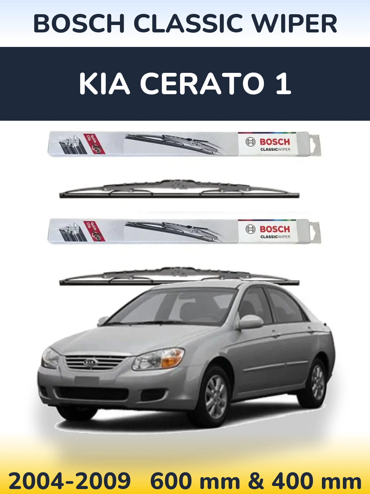 Sada předních stěračů BOSCH Classic Wiper 600 a 400 mm pro KIA Cerato 1 2004-2009