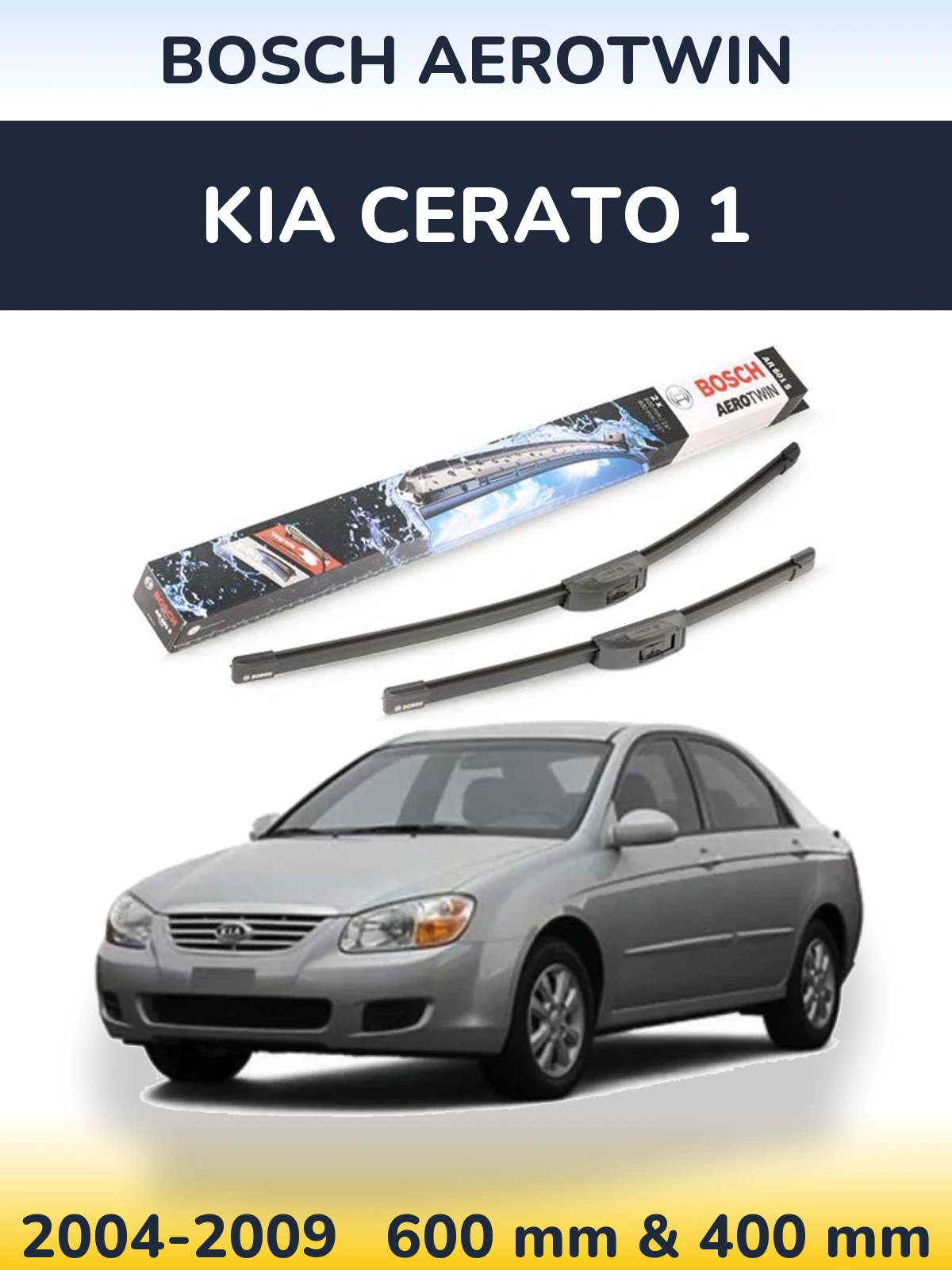 Sada předních stěračů BOSCH AeroTwin 600 a 400 mm pro KIA Cerato 1 2004-2009