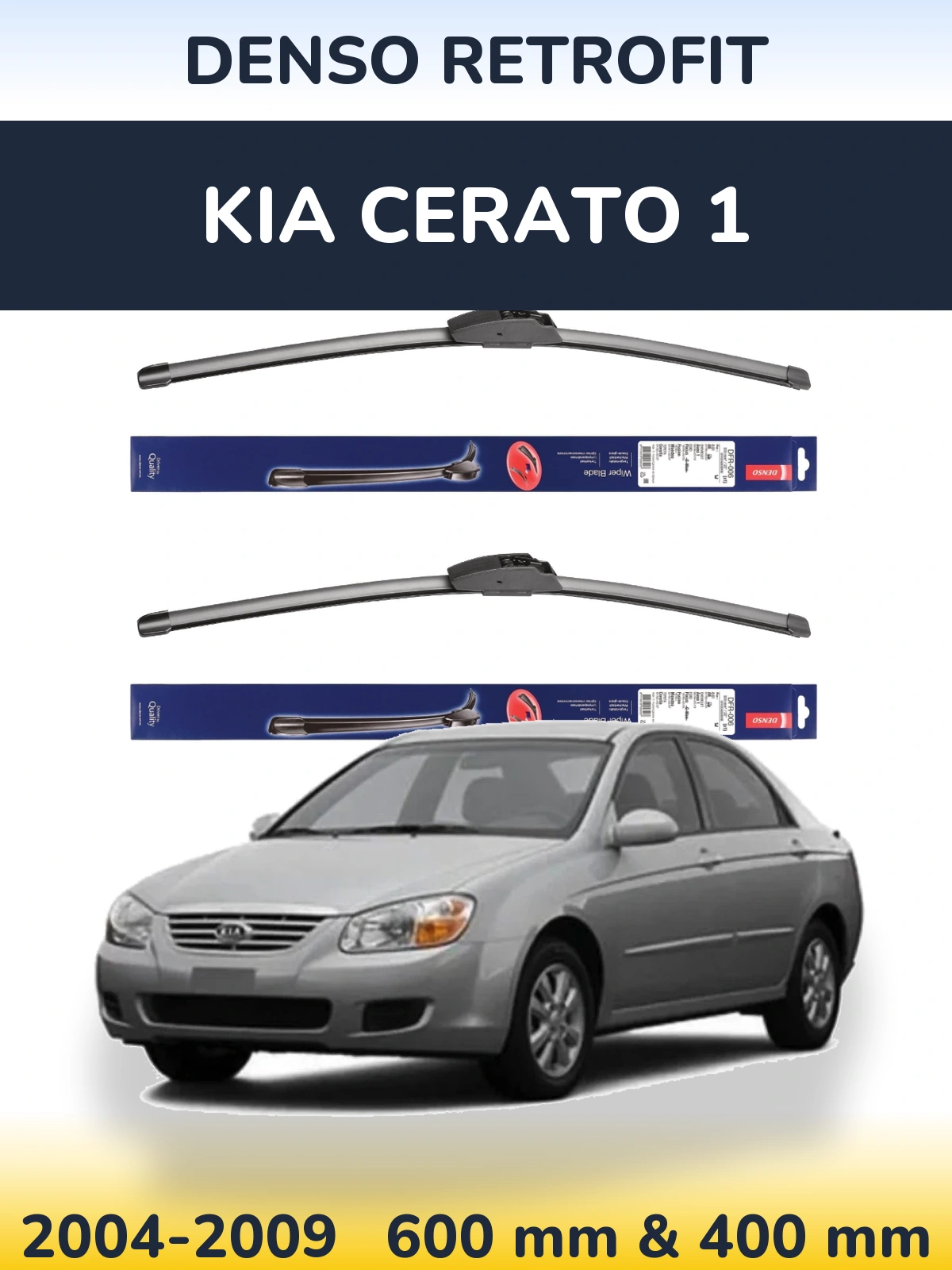 Sada předních stěračů Denso Retrofit 600 a 400 mm pro KIA Cerato 1 2004-2009