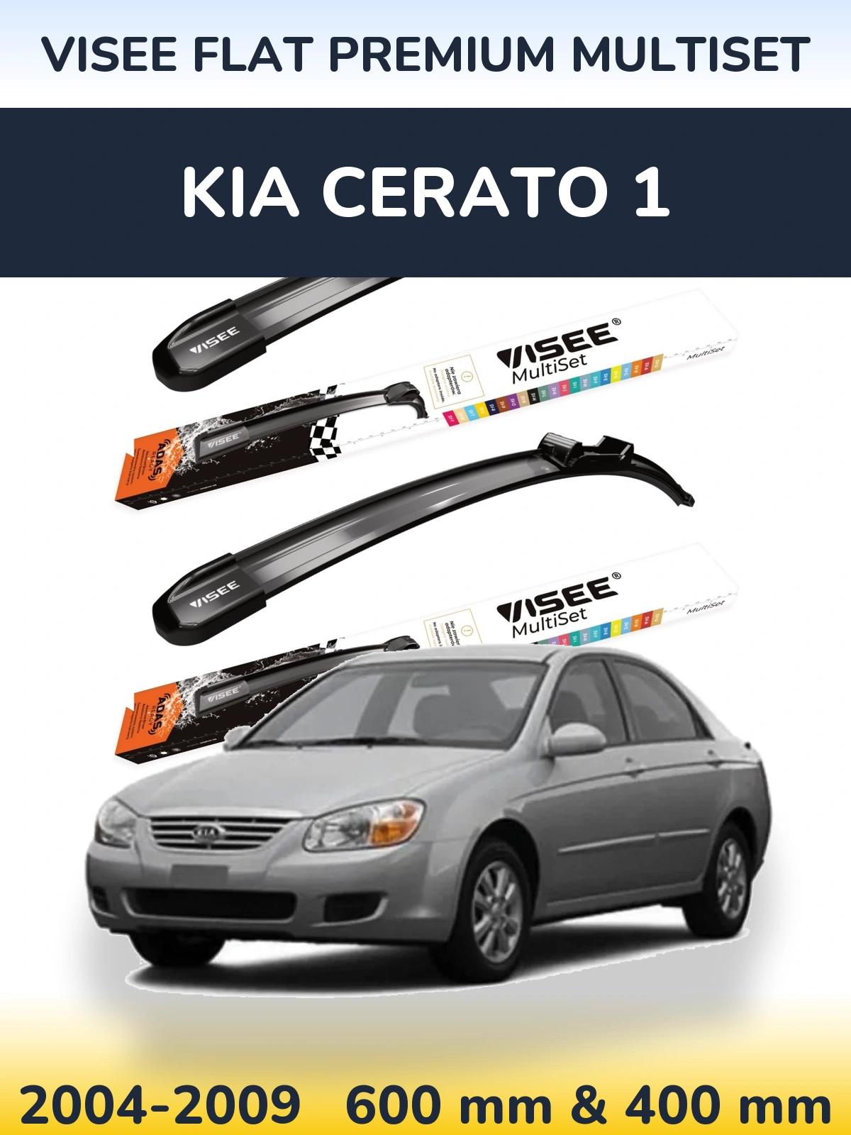 Sada předních stěračů VISEE FLAT PREMIUM MultiSet 600 a 400 mm pro KIA Cerato 1 2004-2009