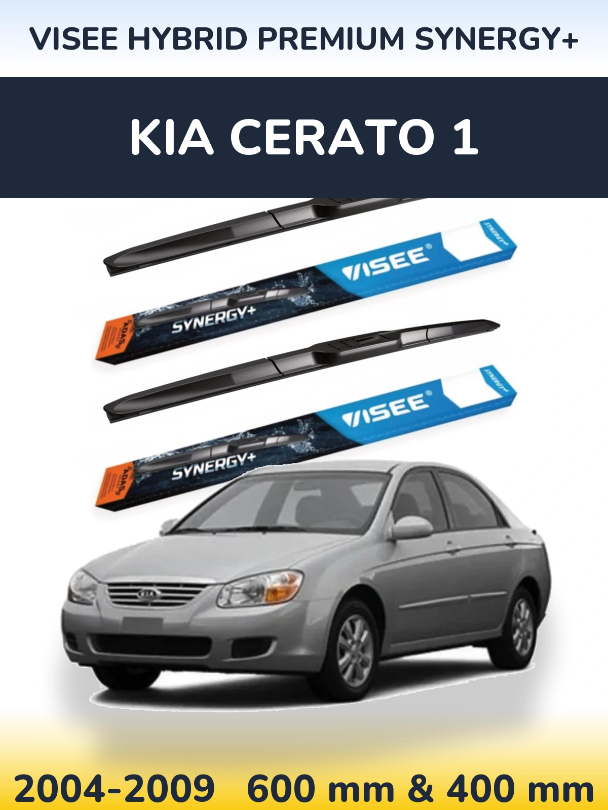 Sada předních stěračů VISEE HYBRID PREMIUM SYNERGY+ 600 a 400 mm pro KIA Cerato 1 2004-2009