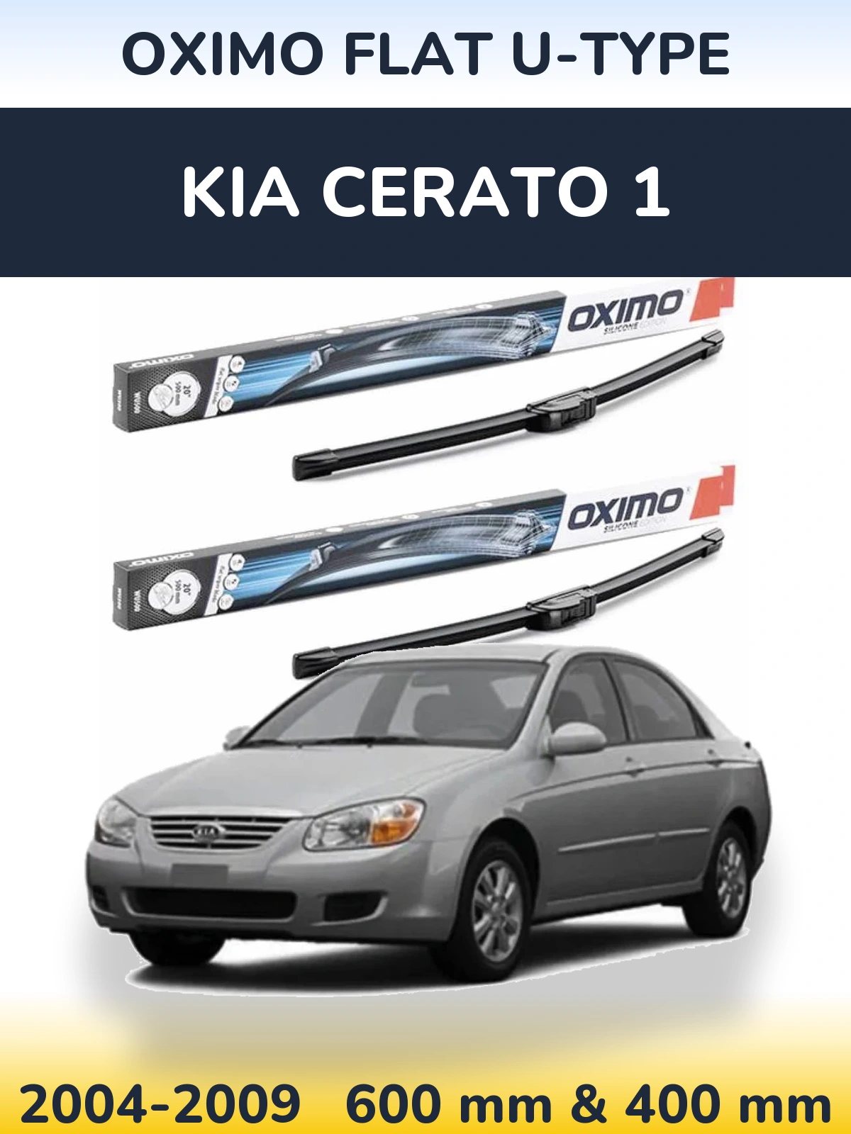 Sada předních stěračů Oximo Flat U-type 600 a 400 mm pro KIA Cerato 1 2004-2009