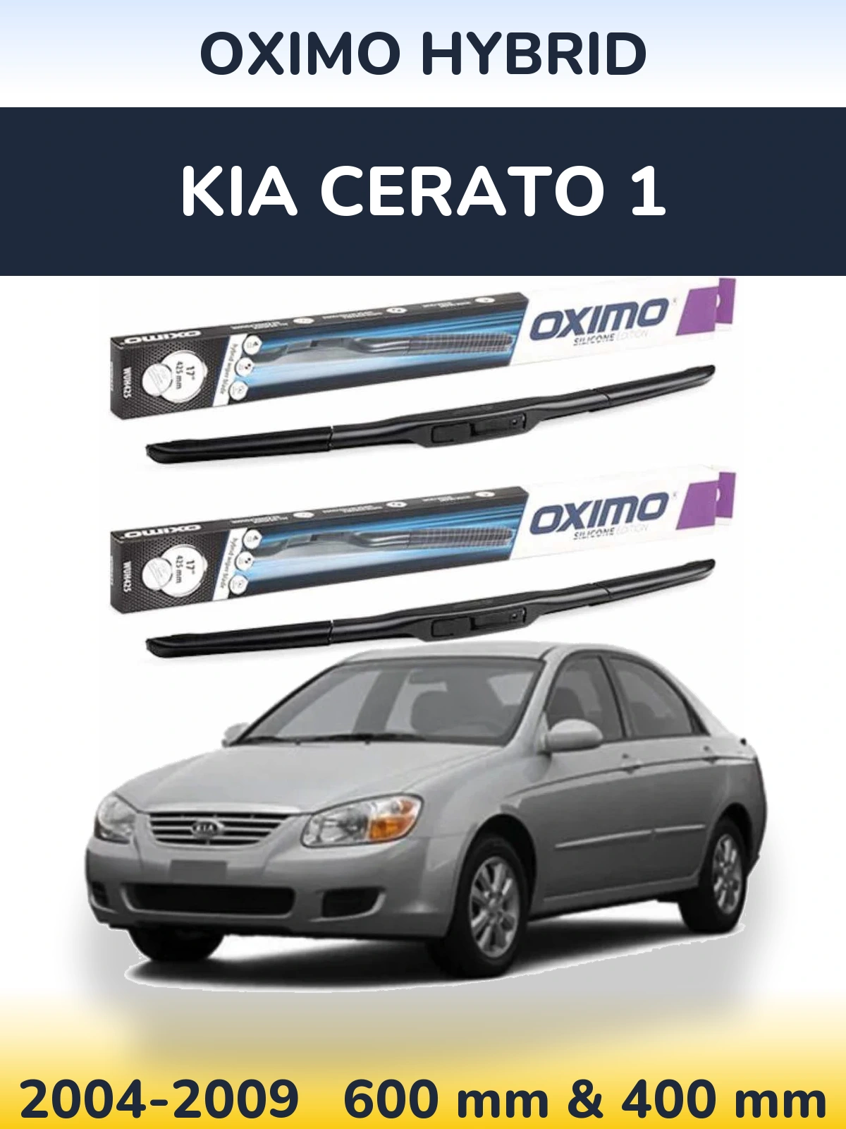 Sada předních stěračů Oximo Hybrid 600 a 400 mm pro KIA Cerato 1 2004-2009