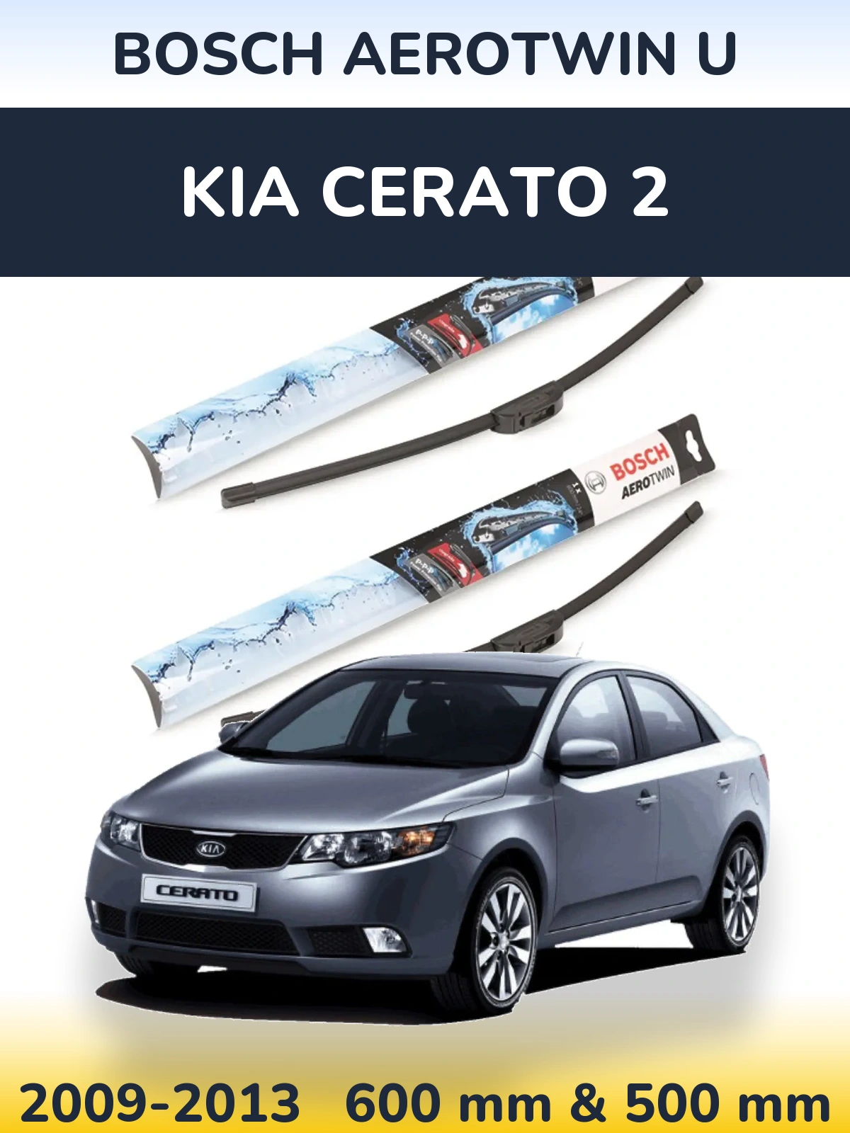 Sada předních stěračů BOSCH AeroTwin U 600 a 500 mm pro KIA Cerato 2 2009-2013