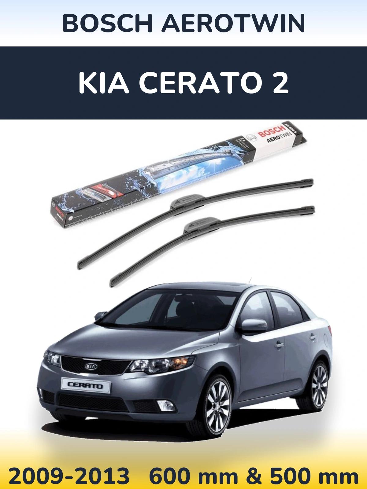Sada předních stěračů BOSCH AeroTwin 600 a 500 mm pro KIA Cerato 2 2009-2013